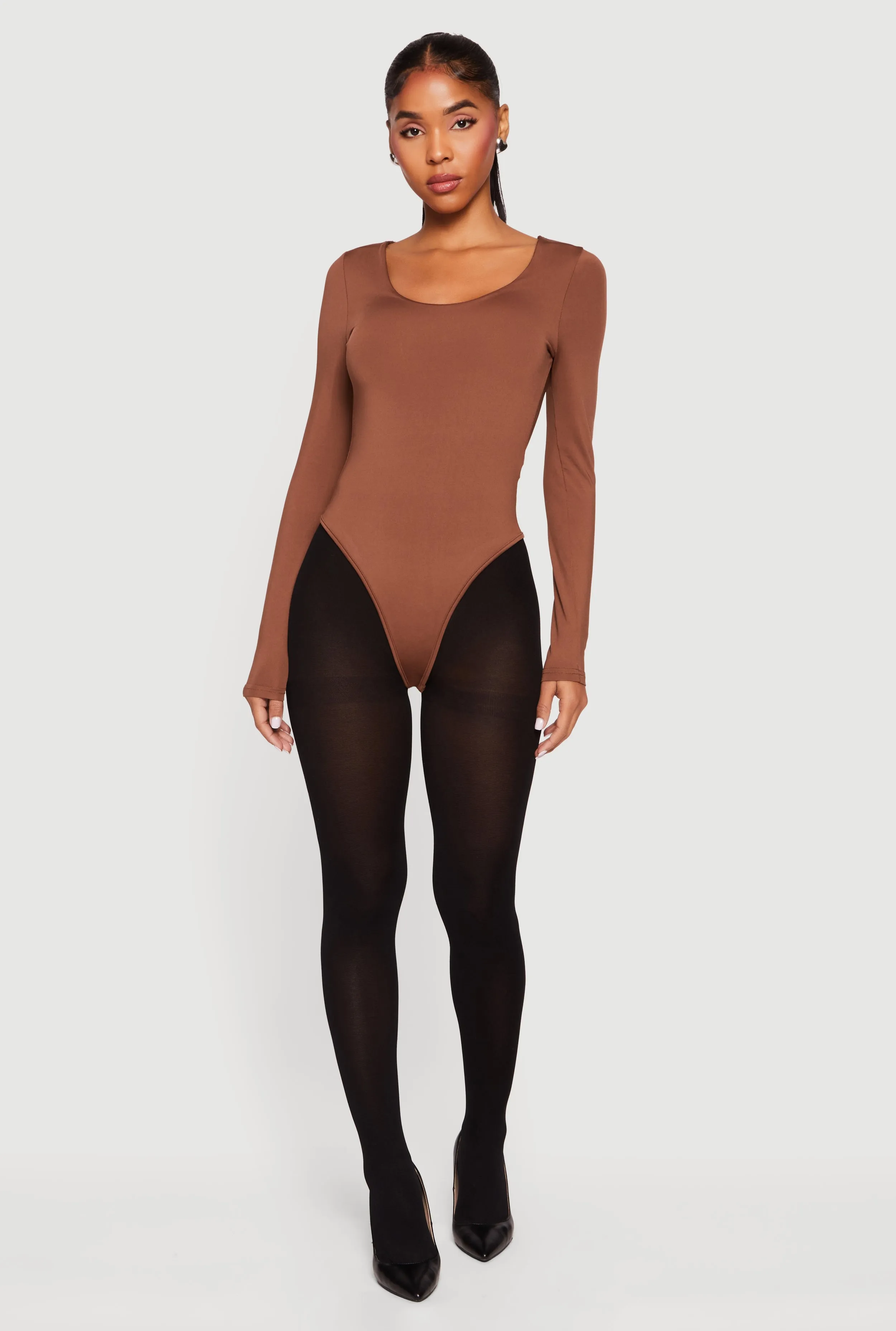 Solid Long Sleeve Scoop Neck Bodysuit sold by Rainbow product image thumbnail 3