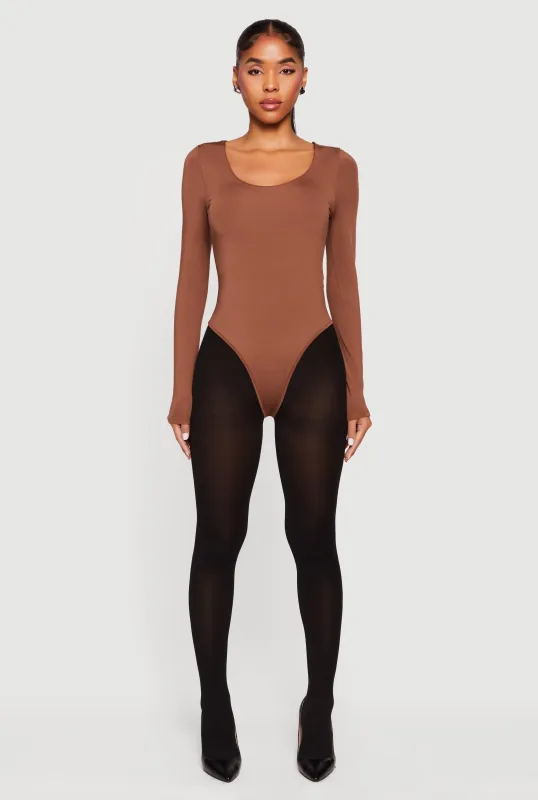 Solid Long Sleeve Scoop Neck Bodysuit sold by Rainbow