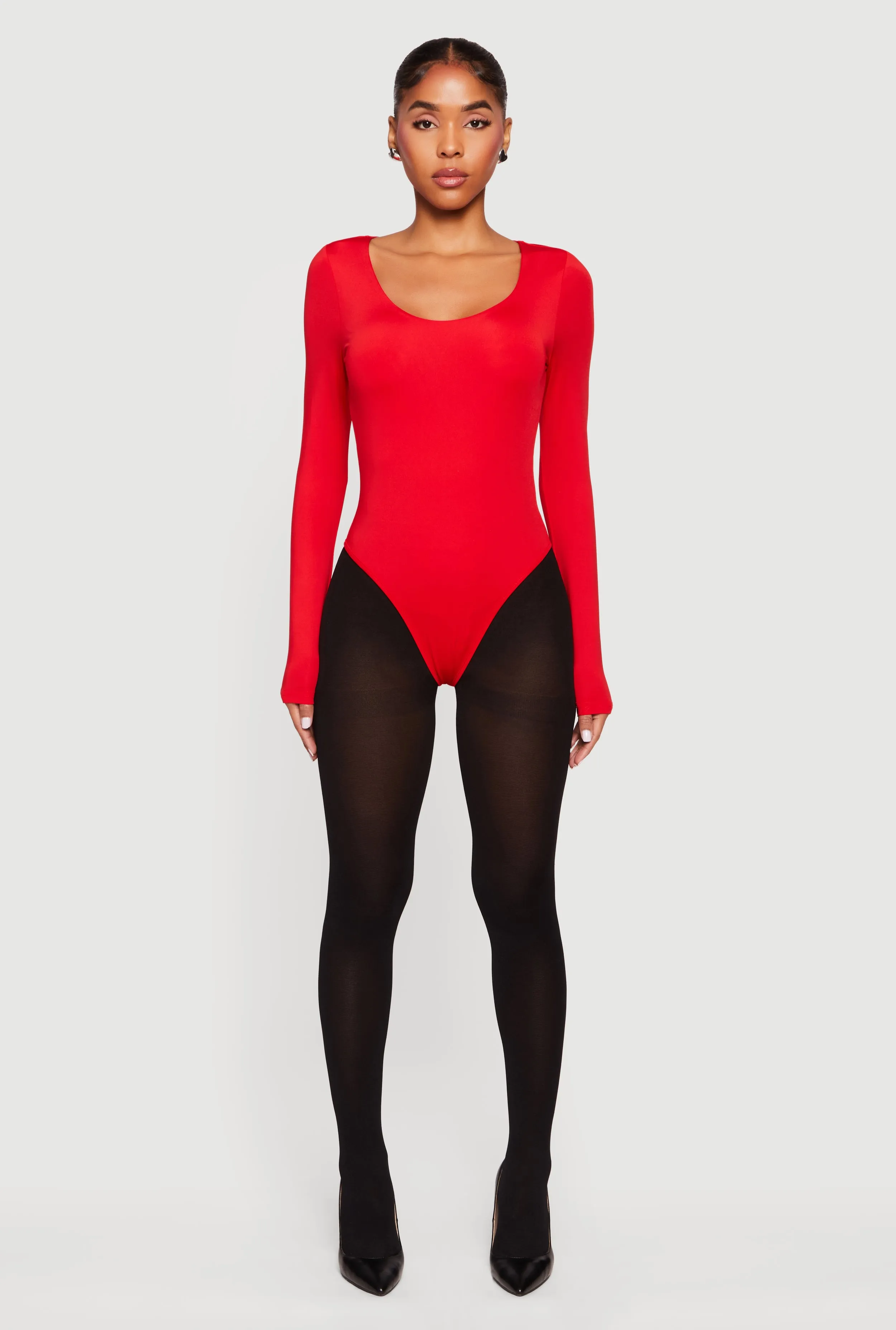 Solid Long Sleeve Scoop Neck Bodysuit sold by Rainbow