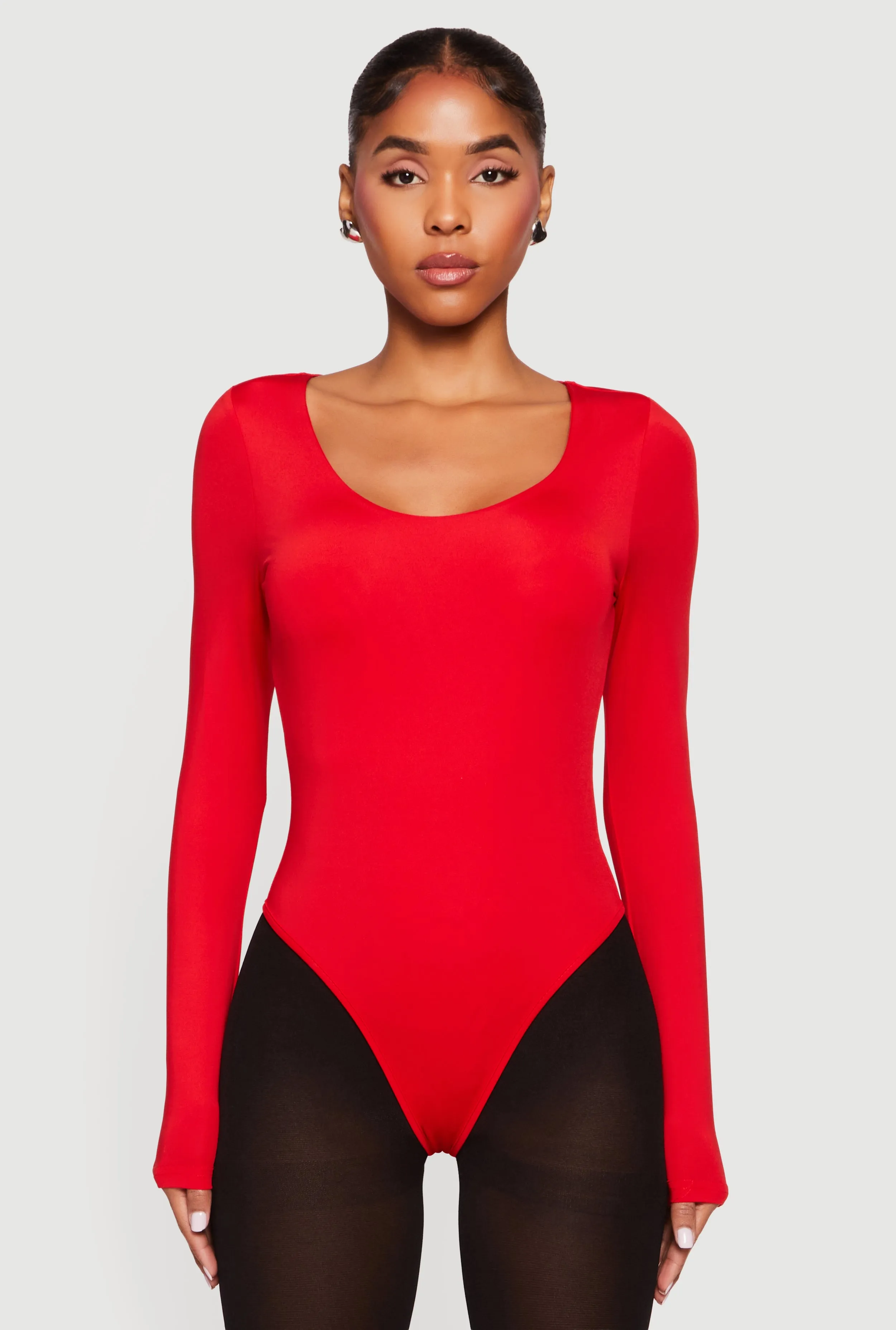 Solid Long Sleeve Scoop Neck Bodysuit sold by Rainbow product image thumbnail 2