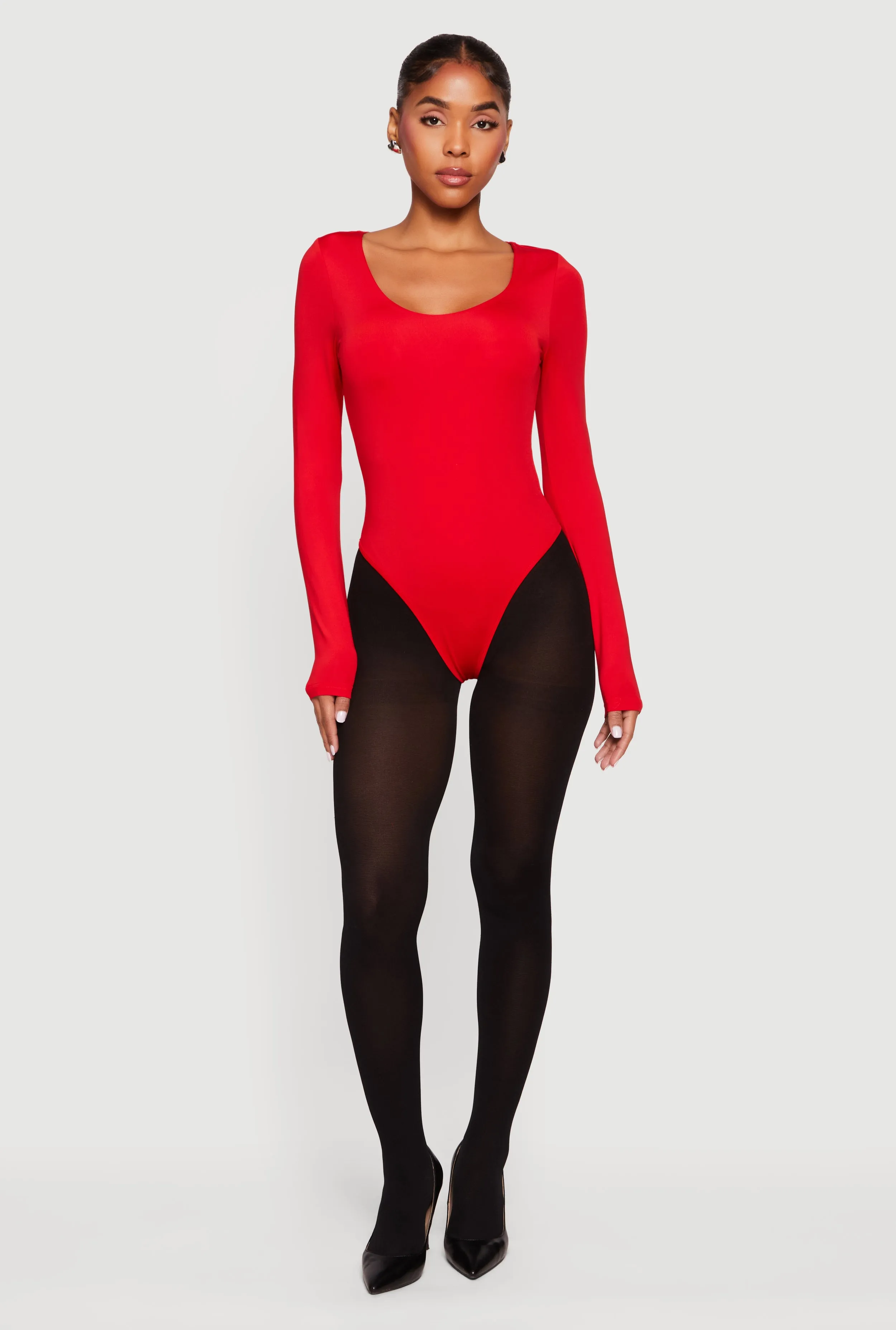 Solid Long Sleeve Scoop Neck Bodysuit sold by Rainbow product image thumbnail 3
