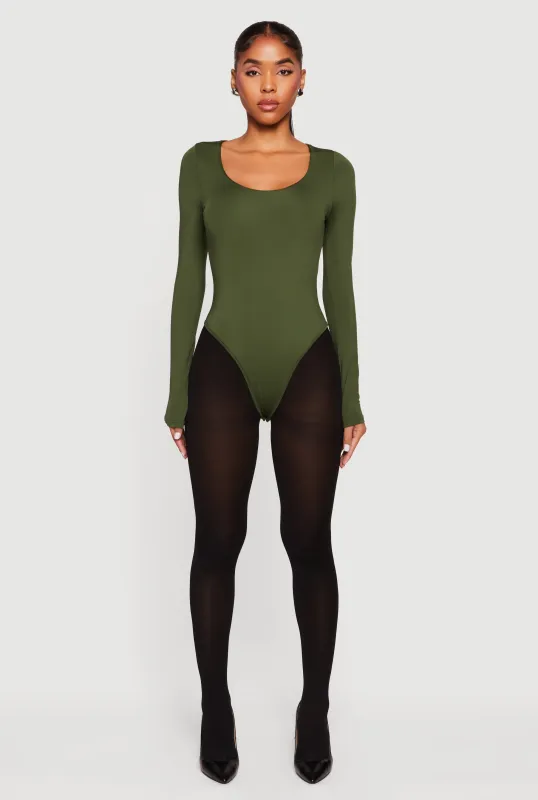 Solid Long Sleeve Scoop Neck Bodysuit sold by Rainbow