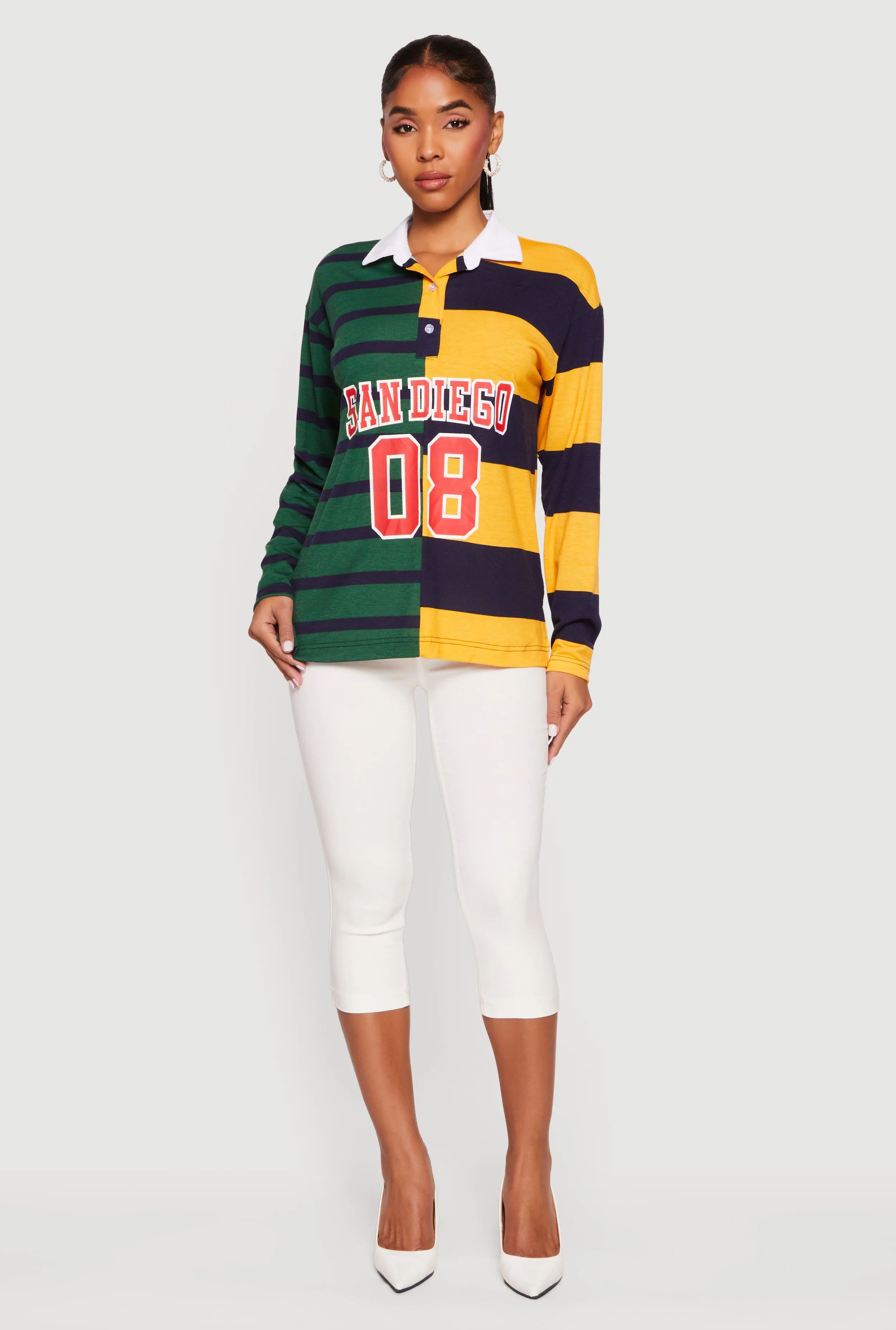 Color Blocked Stripe Destination Graphic Polo Tee sold by Rainbow product image thumbnail 3