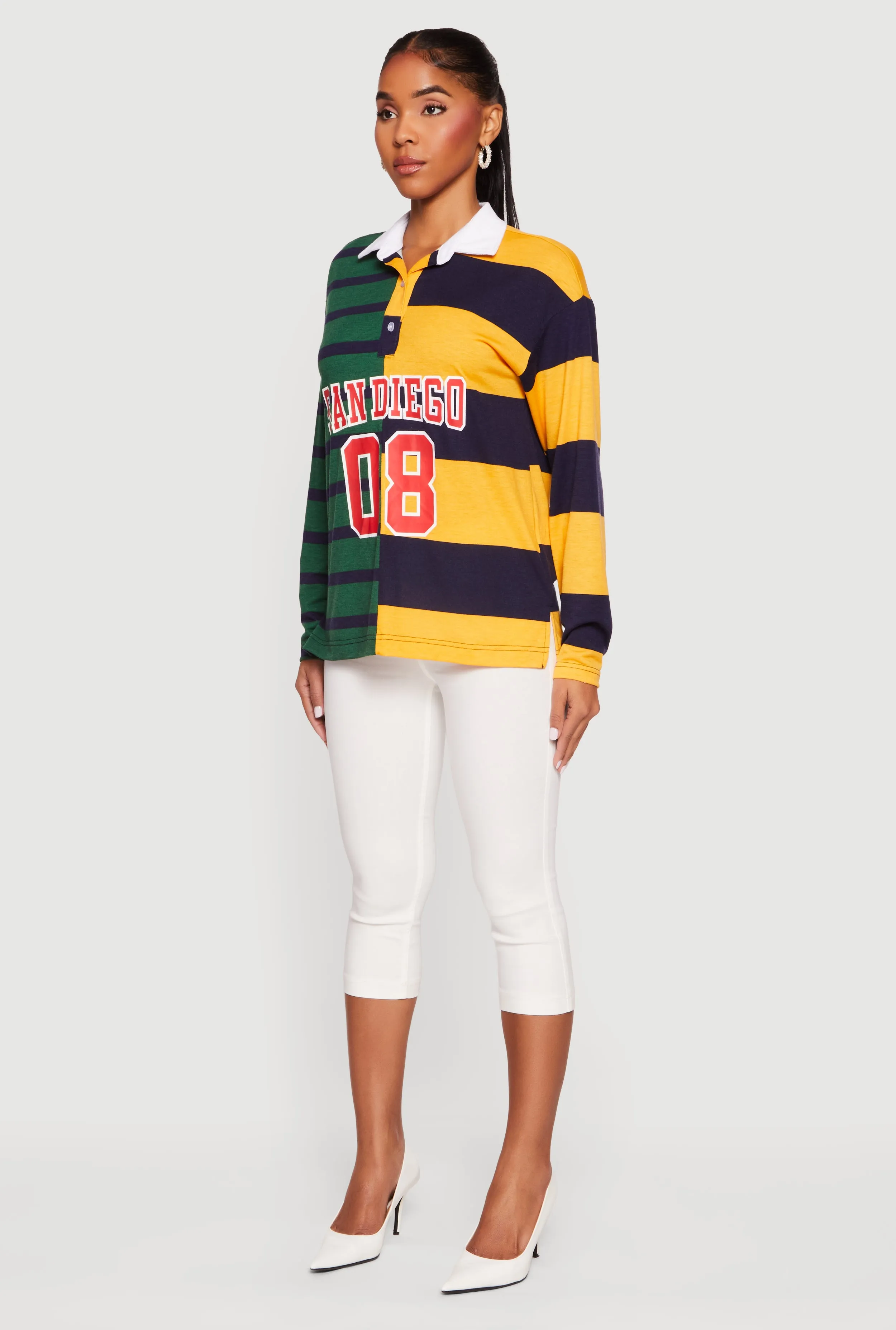 Color Blocked Stripe Destination Graphic Polo Tee sold by Rainbow product image thumbnail 5