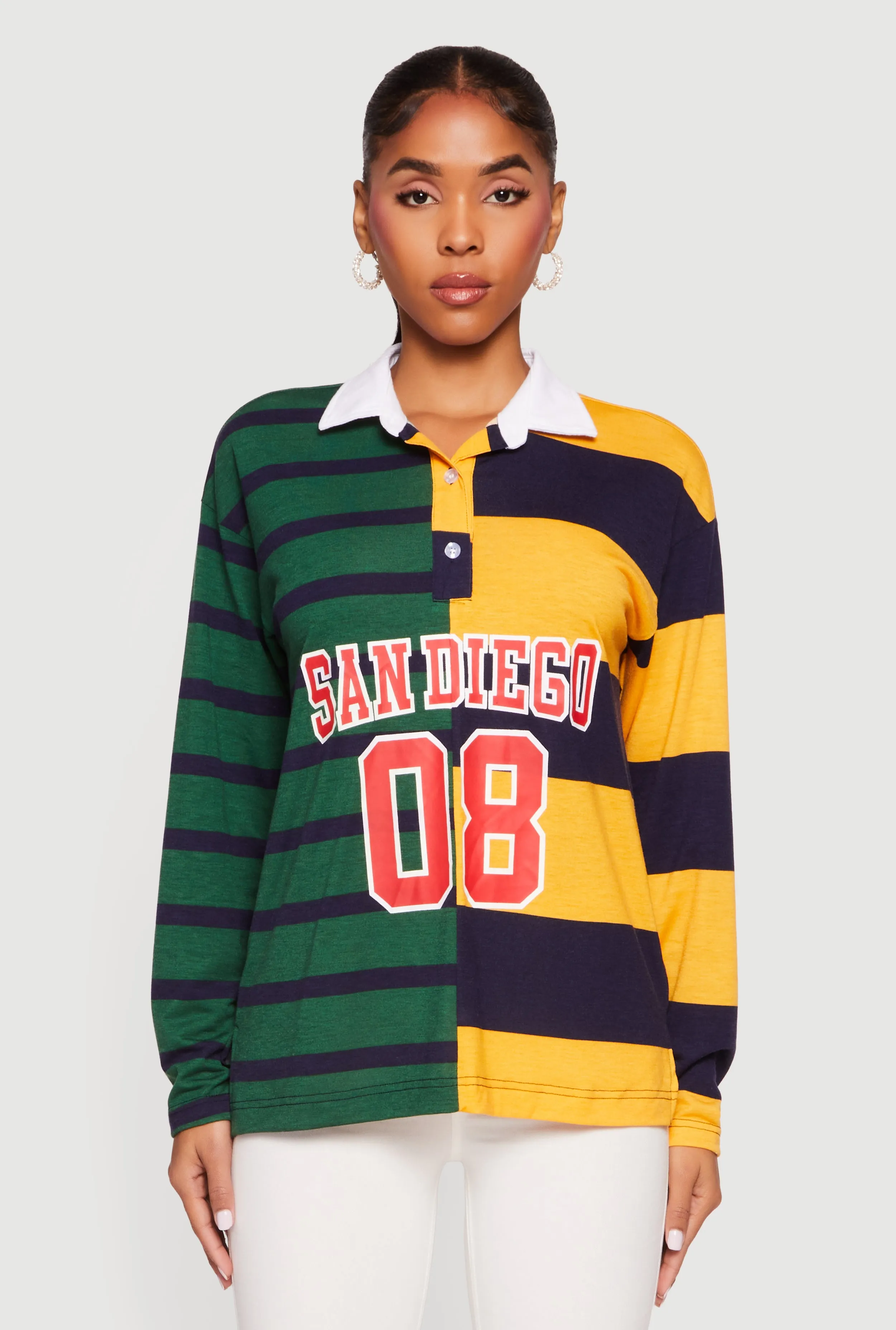 Color Blocked Stripe Destination Graphic Polo Tee sold by Rainbow product image thumbnail 2