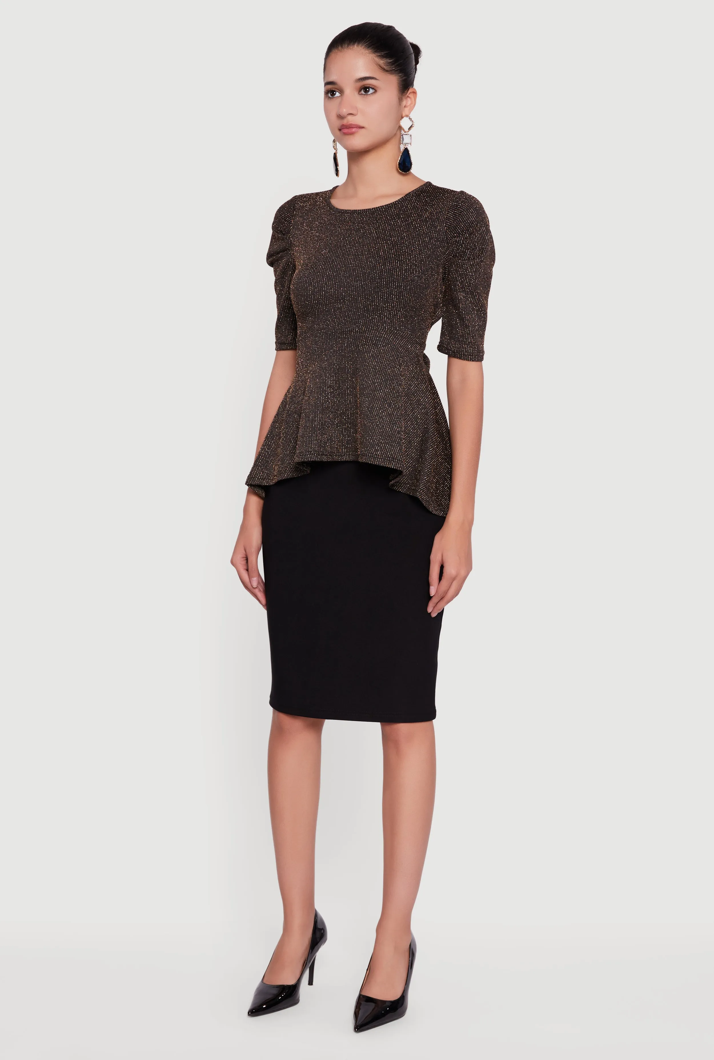 Shimmery Lurex Tie Back Peplum Blouse sold by Rainbow product image thumbnail 5