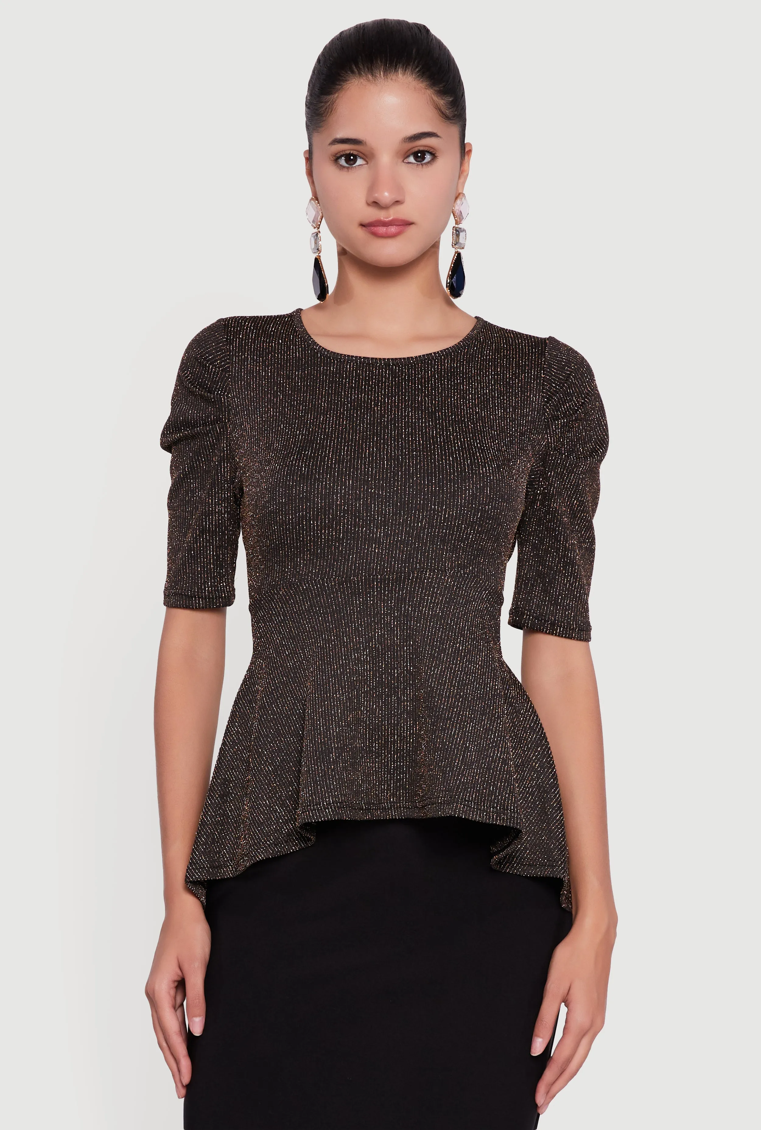 Shimmery Lurex Tie Back Peplum Blouse sold by Rainbow product image thumbnail 2
