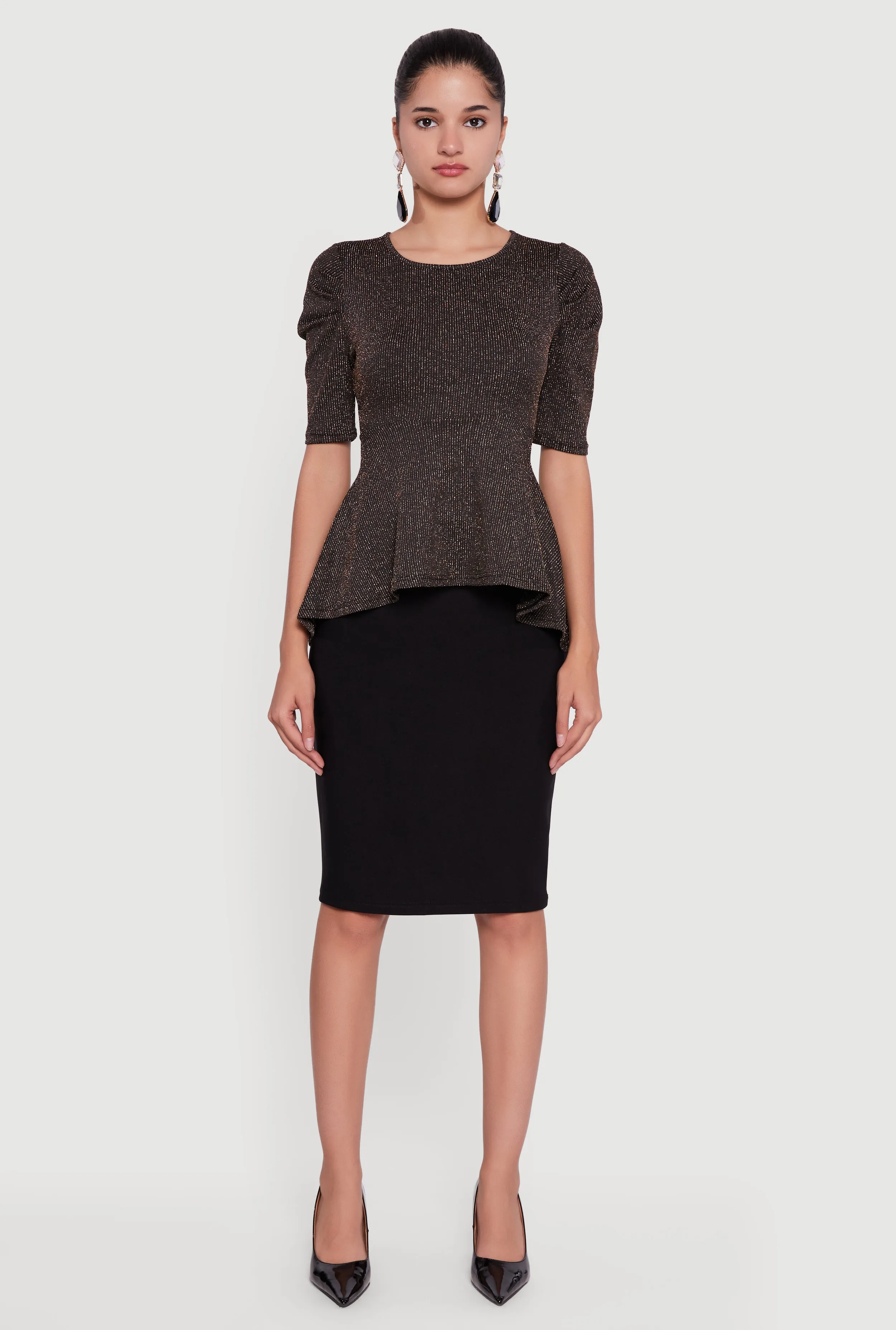 Shimmery Lurex Tie Back Peplum Blouse sold by Rainbow product image thumbnail 3