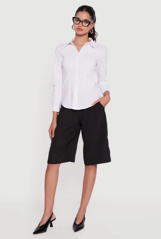 Long Sleeve Basic Button Front Shirt sold by Rainbow