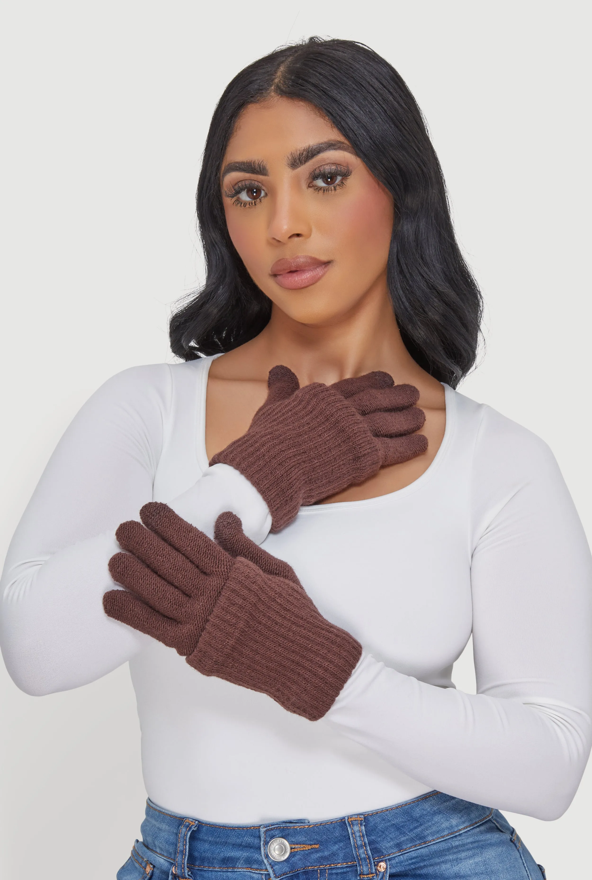 Rib Knit Fold Over Gloves sold by Rainbow product image thumbnail 2
