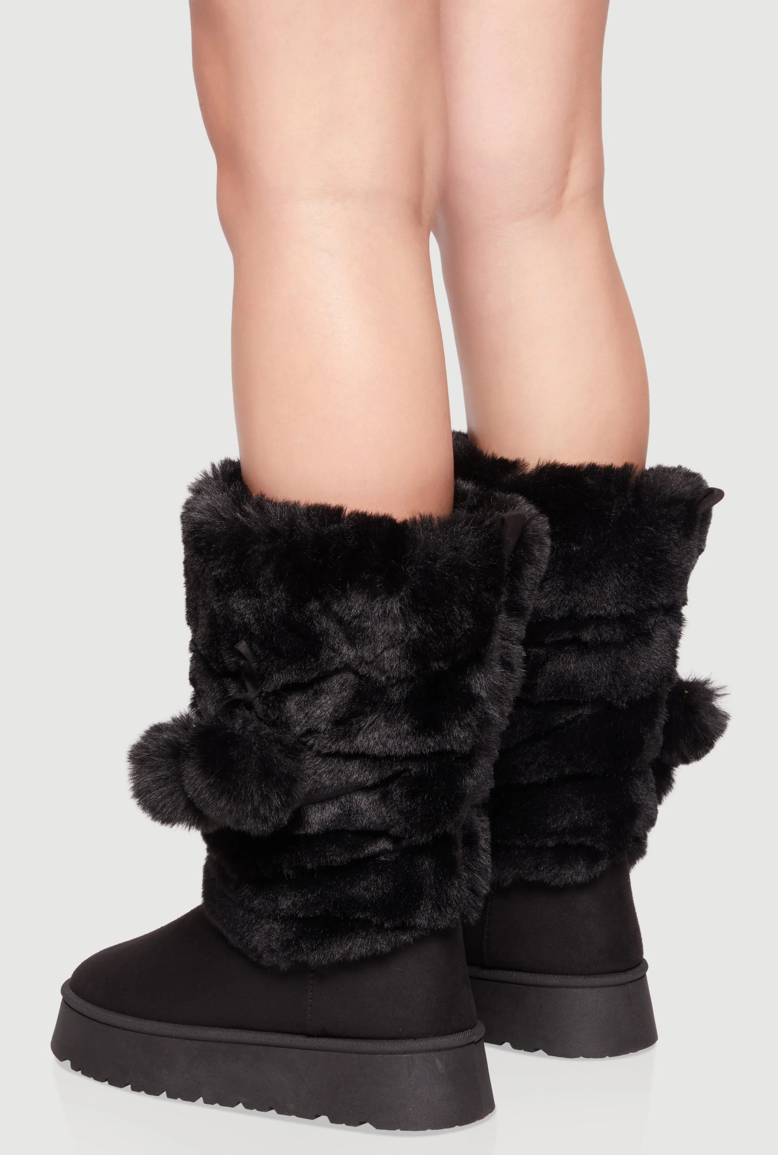 Faux Fur Platform Boots with Pom Poms sold by Rainbow product image thumbnail 3