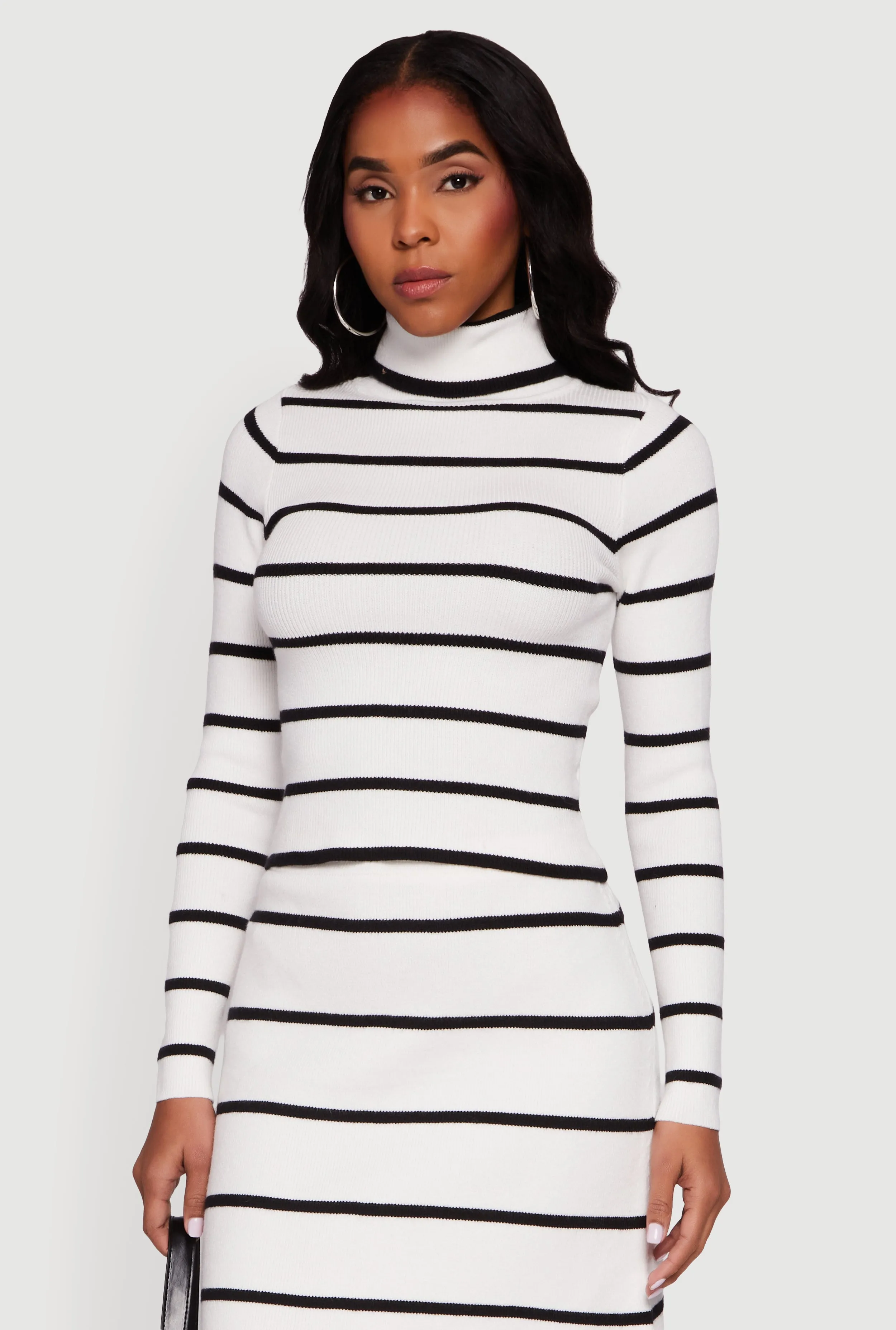 Striped Long Sleeve Turtleneck Sweater sold by Rainbow
