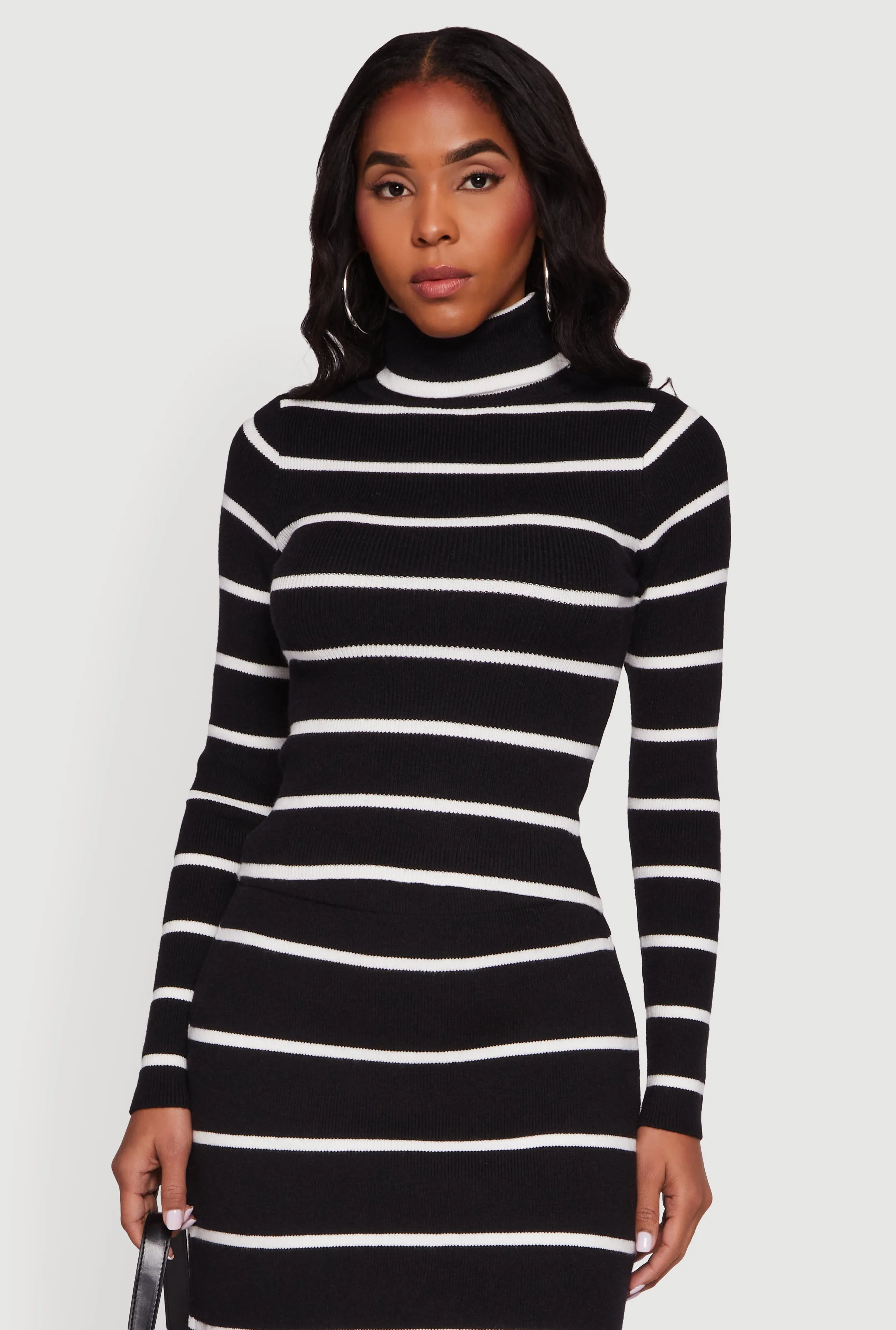 Striped Long Sleeve Turtleneck Sweater sold by Rainbow