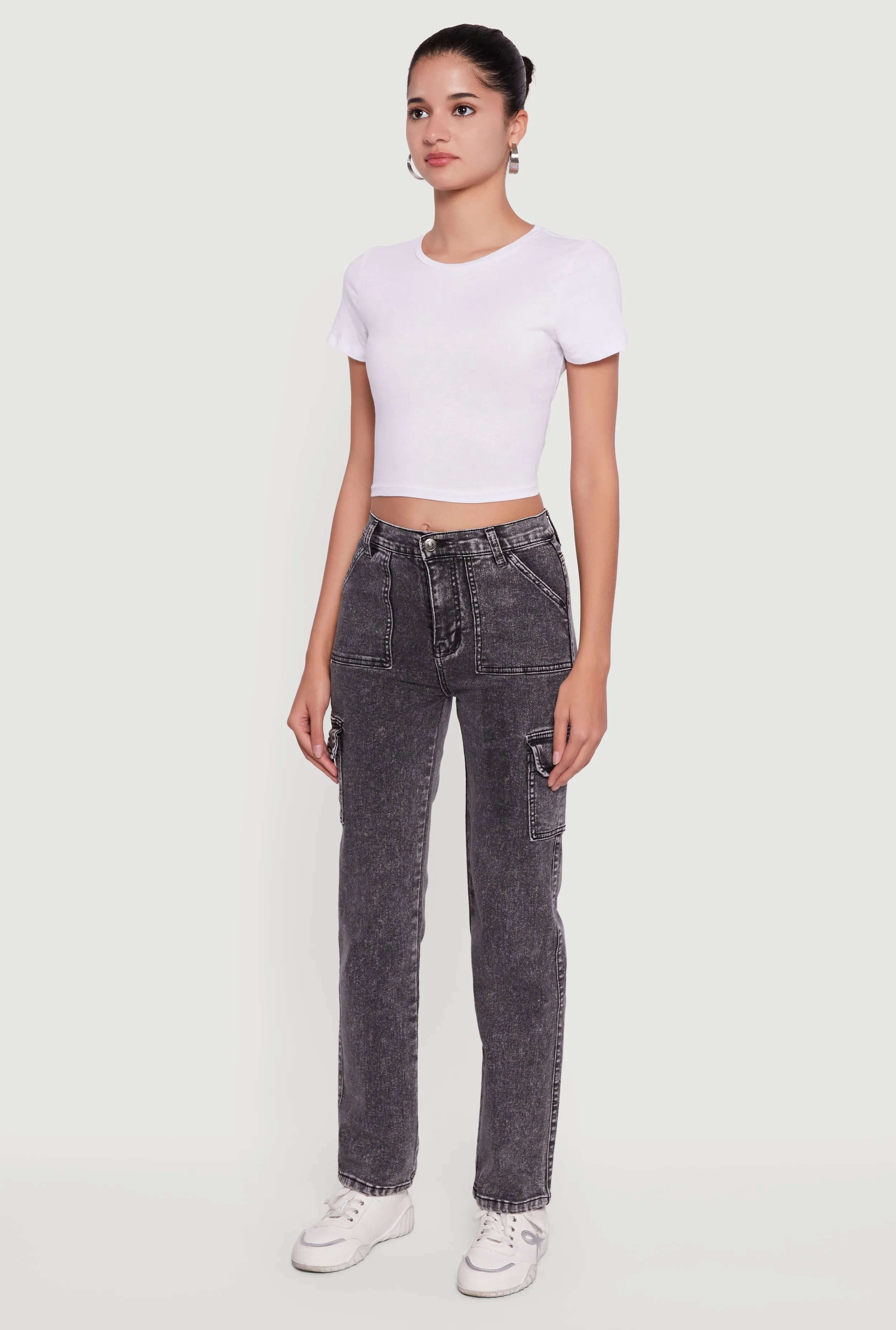 High Waisted Straight Leg Acid Wash Jeans sold by Rainbow product image thumbnail 3