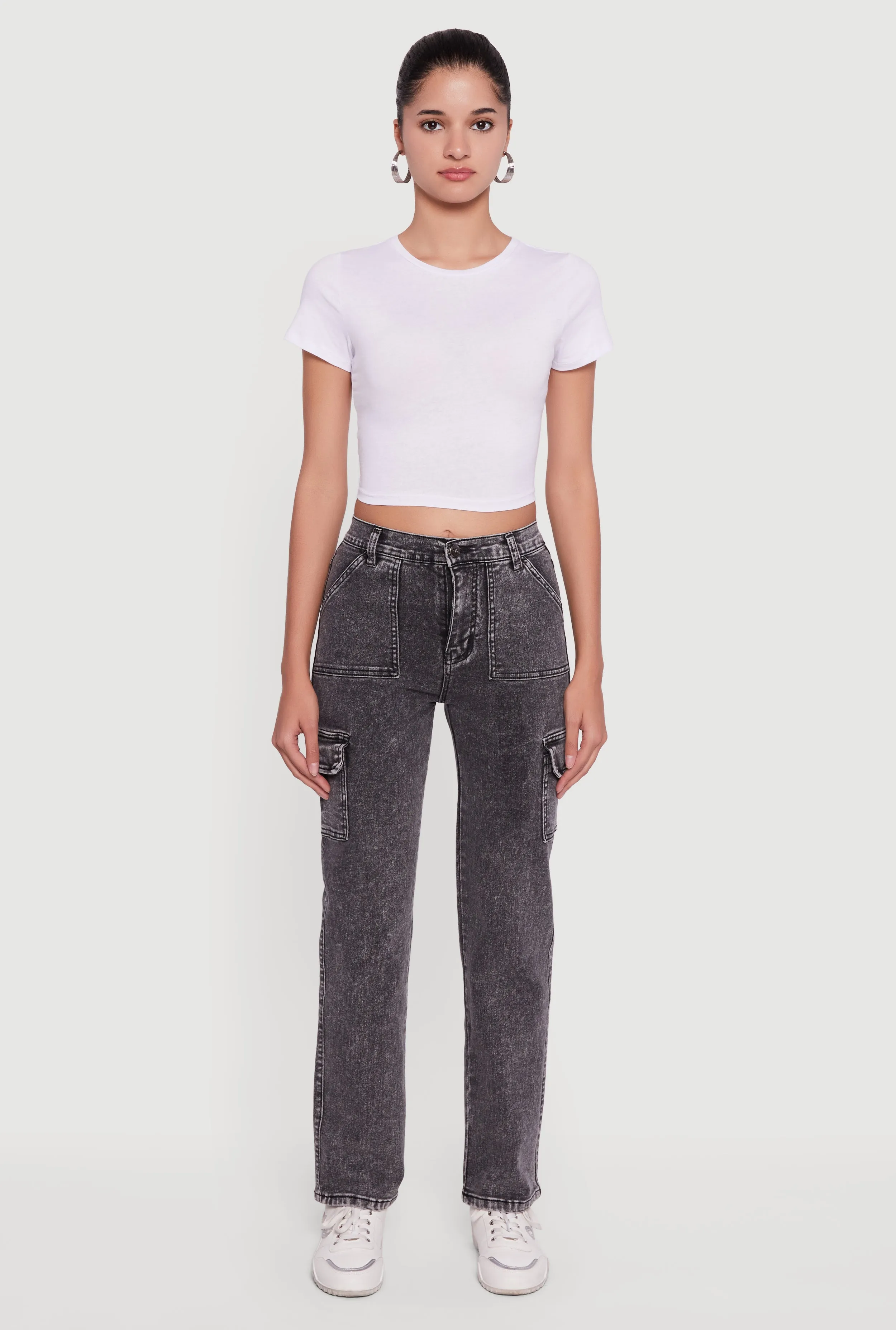 High Waisted Straight Leg Acid Wash Jeans sold by Rainbow product image thumbnail 2