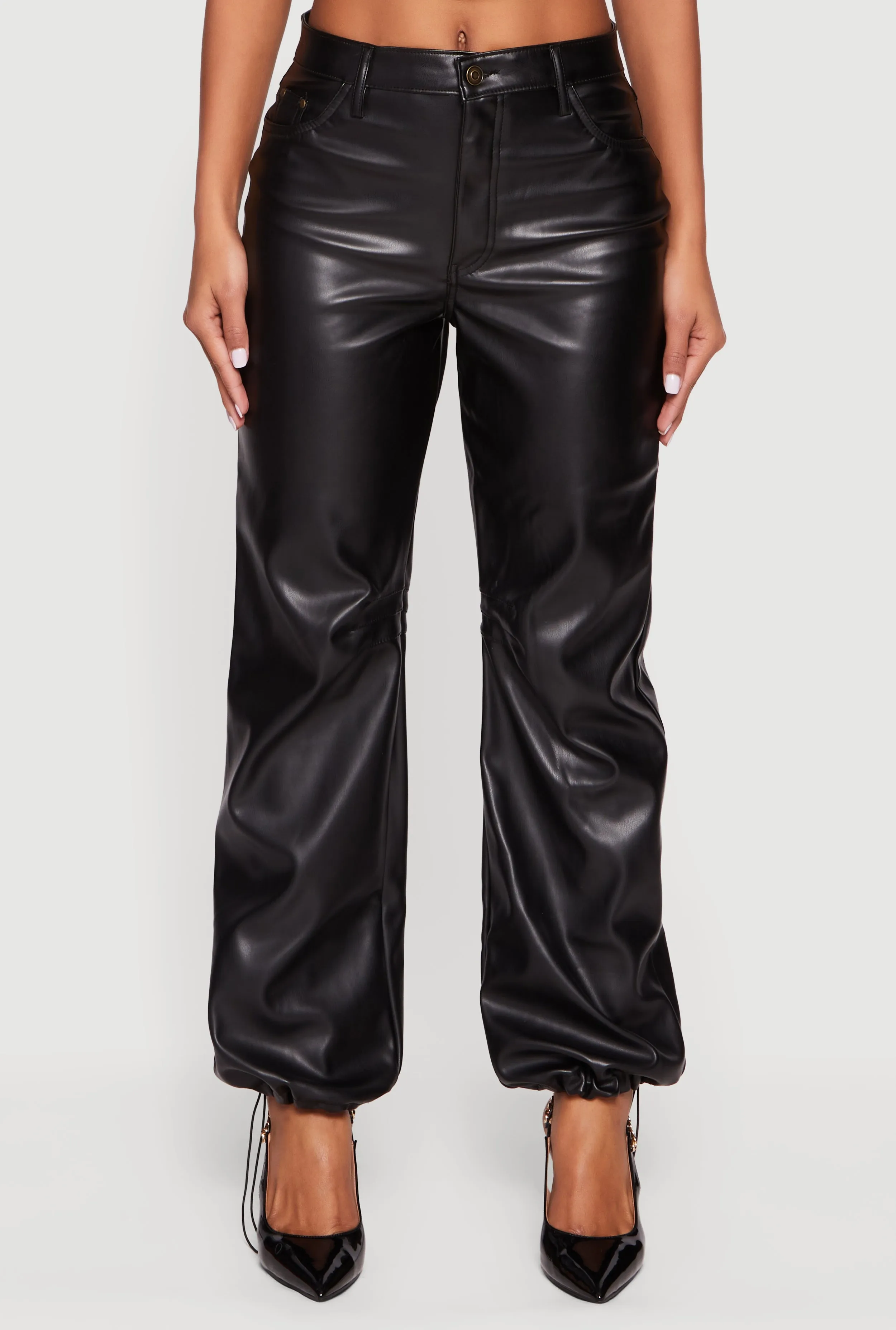Fleece Lined Faux Leather Joggers sold by Rainbow product image thumbnail 5