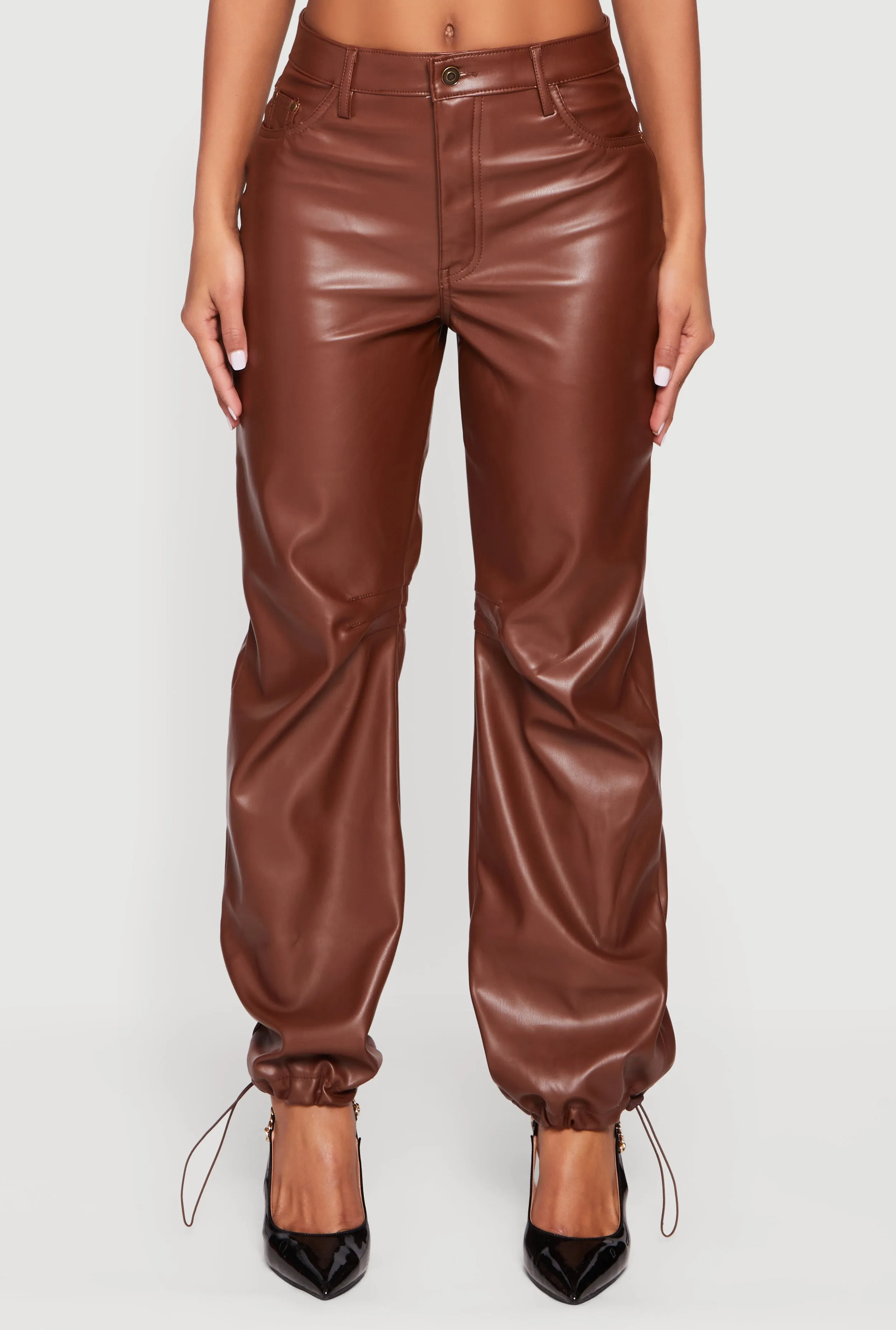 Fleece Lined Faux Leather Joggers sold by Rainbow product image thumbnail 5