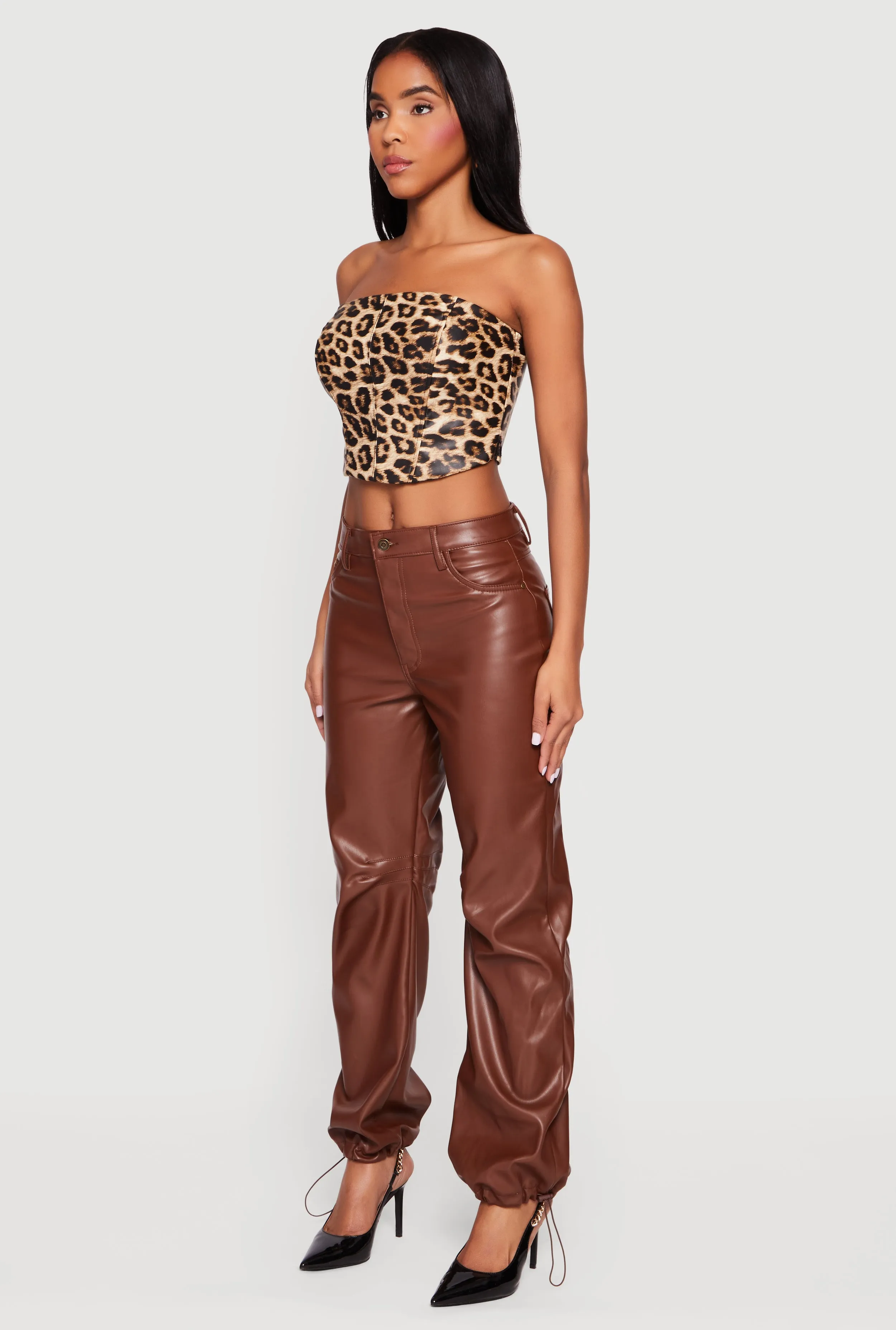 Fleece Lined Faux Leather Joggers sold by Rainbow product image thumbnail 3