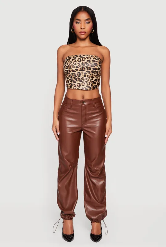 Fleece Lined Faux Leather Joggers sold by Rainbow