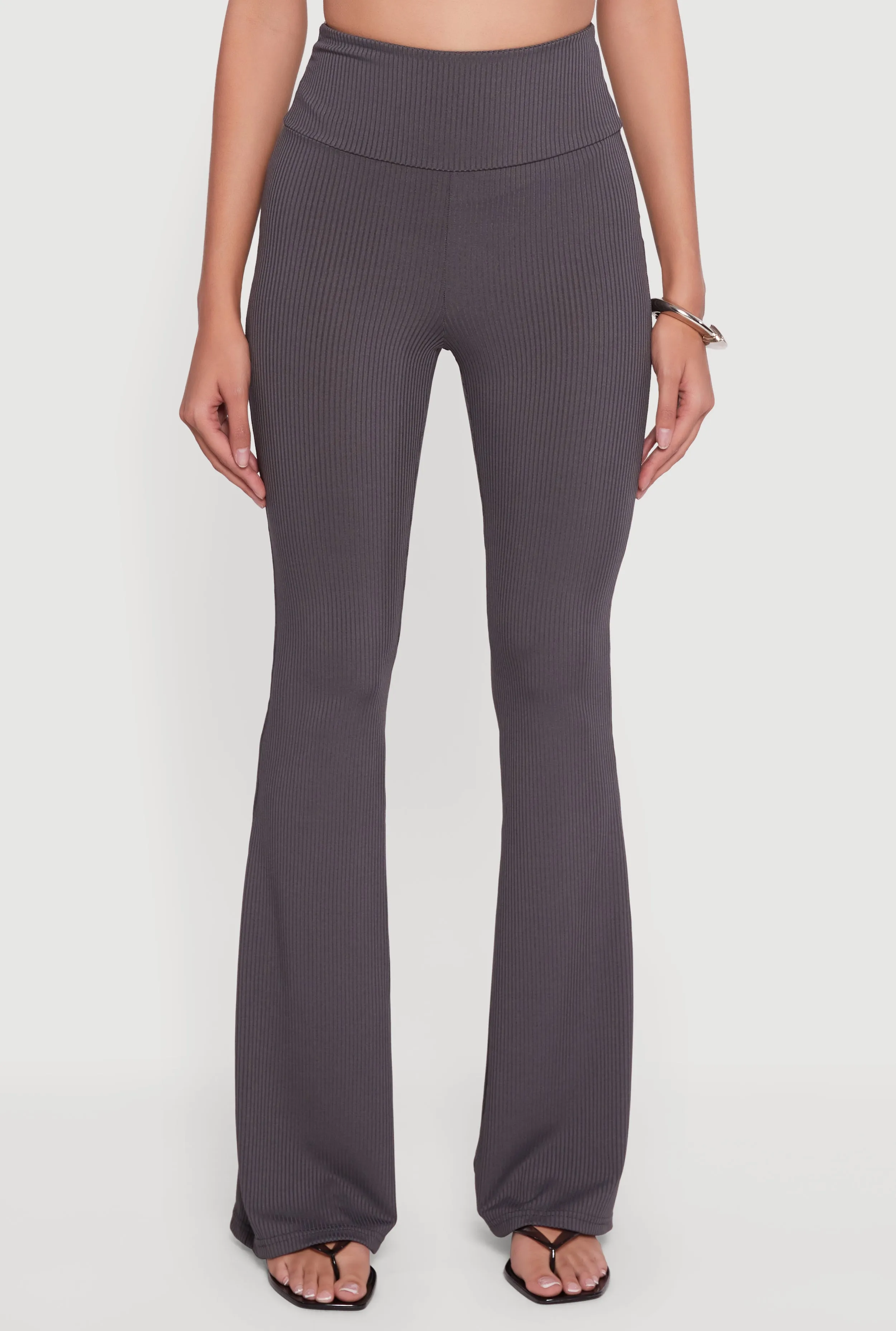 Ribbed Knit High Waisted Flare Leg Pants sold by Rainbow product image thumbnail 5