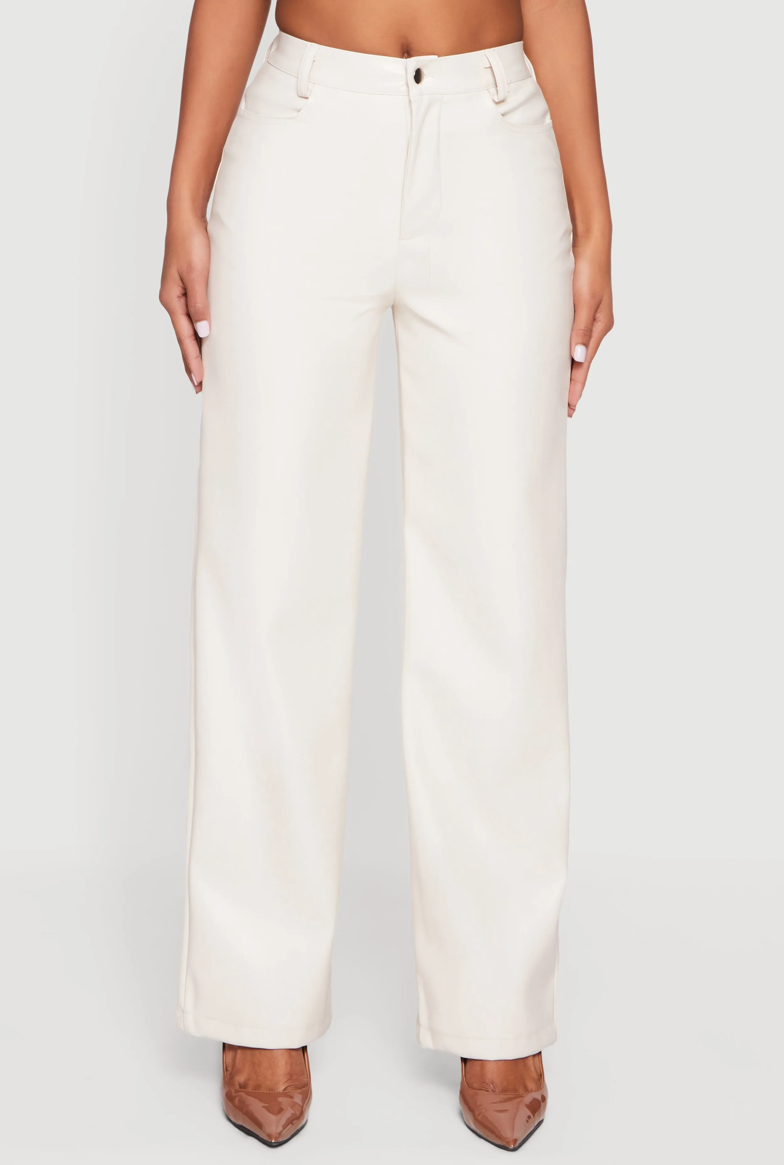 Faux Leather High Waisted Straight Leg Dress Pants sold by Rainbow product image thumbnail 5