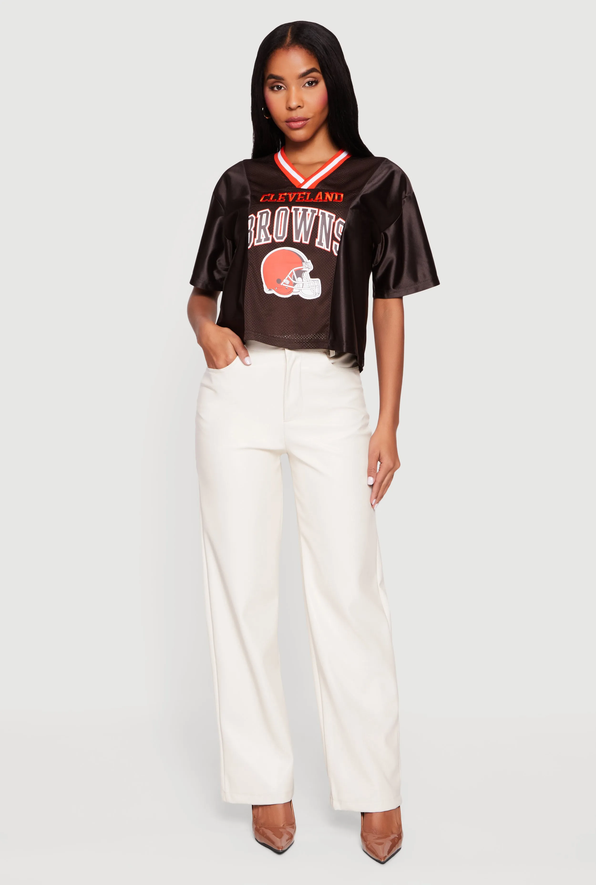 Faux Leather High Waisted Straight Leg Dress Pants sold by Rainbow product image thumbnail 2