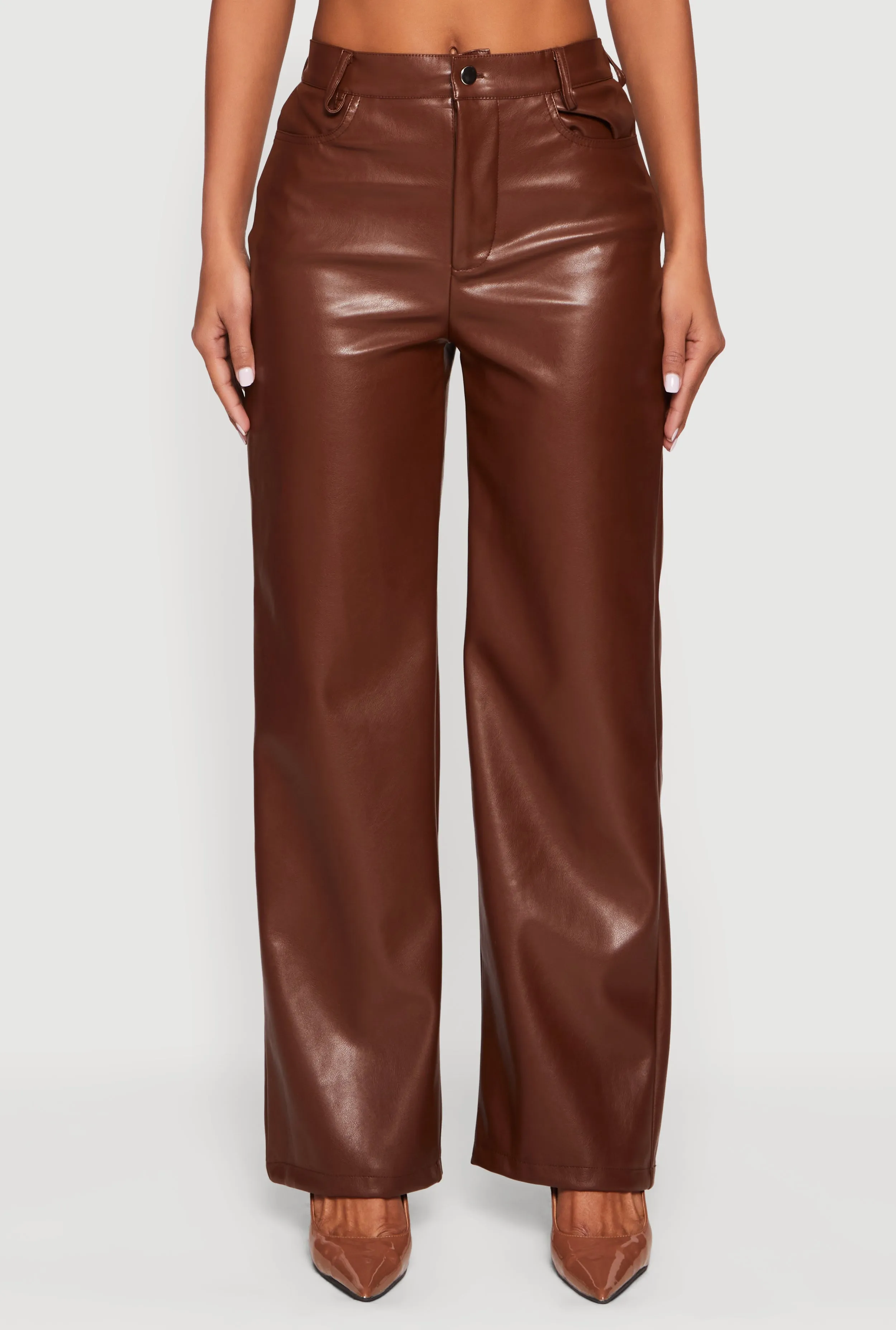 Faux Leather High Waisted Straight Leg Dress Pants sold by Rainbow product image thumbnail 5