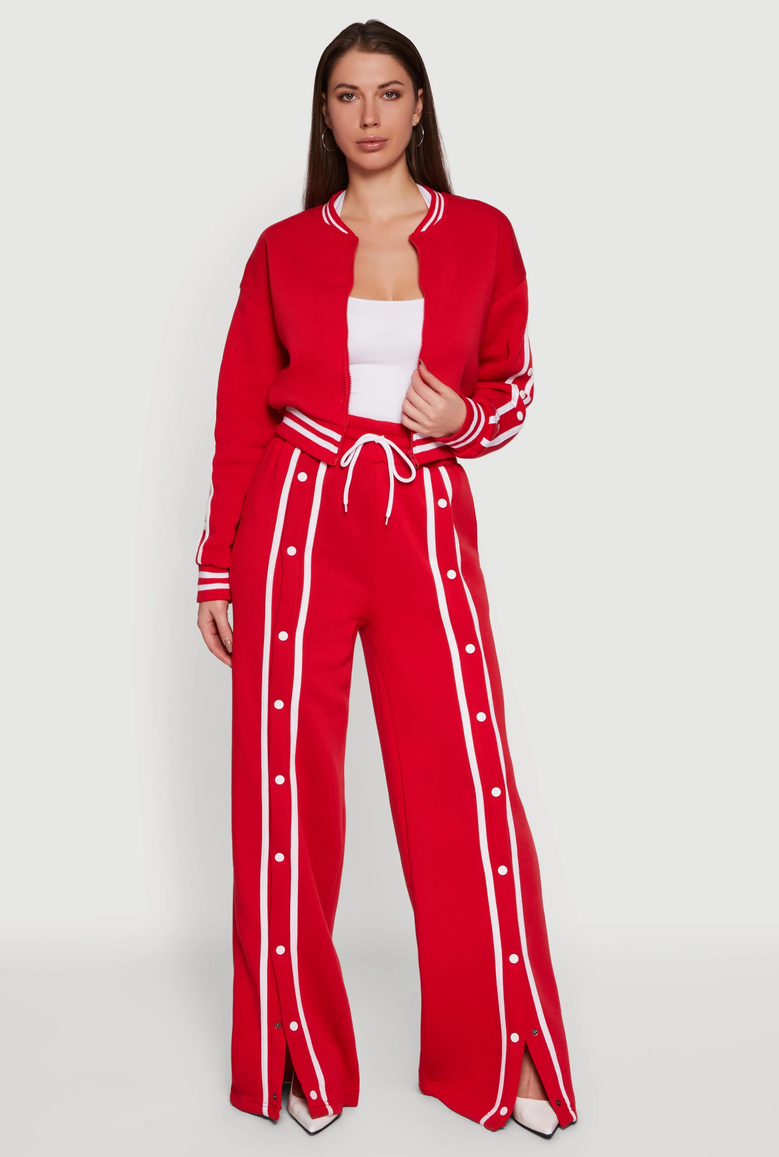 High Waisted Wide Leg Varsity Stripe Sweatpants sold by Rainbow