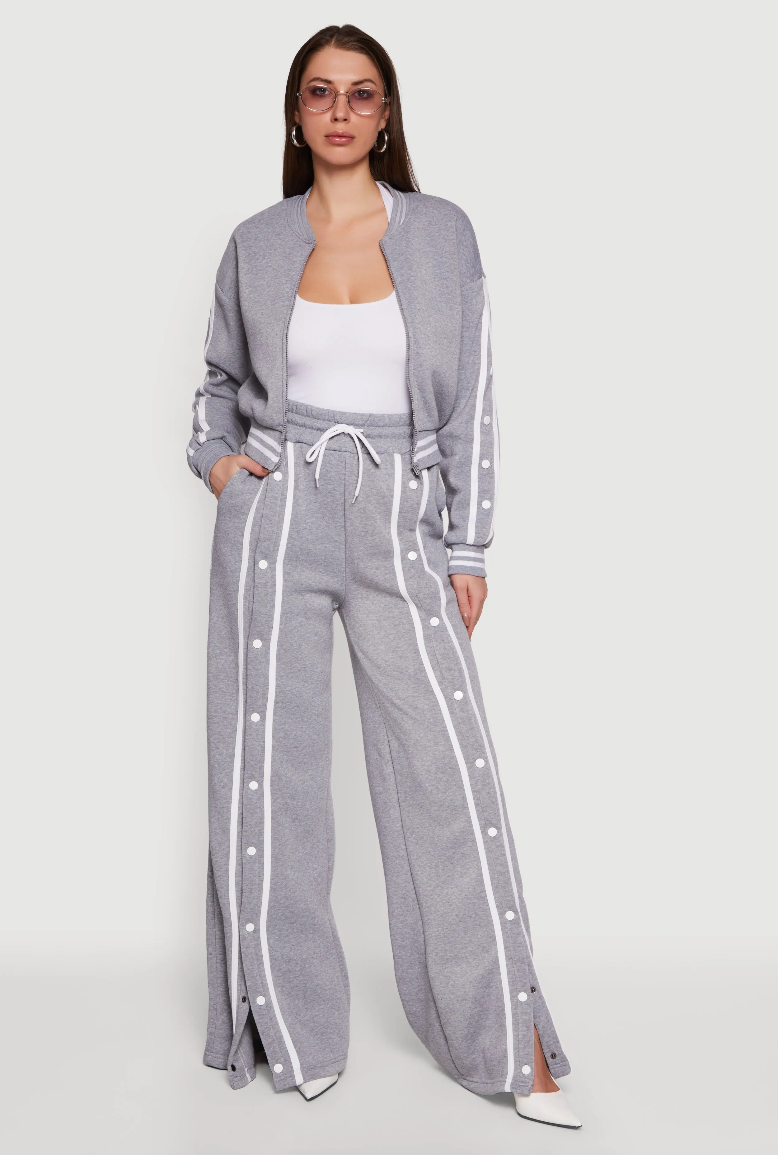 High Waisted Wide Leg Varsity Stripe Sweatpants sold by Rainbow product image thumbnail 4