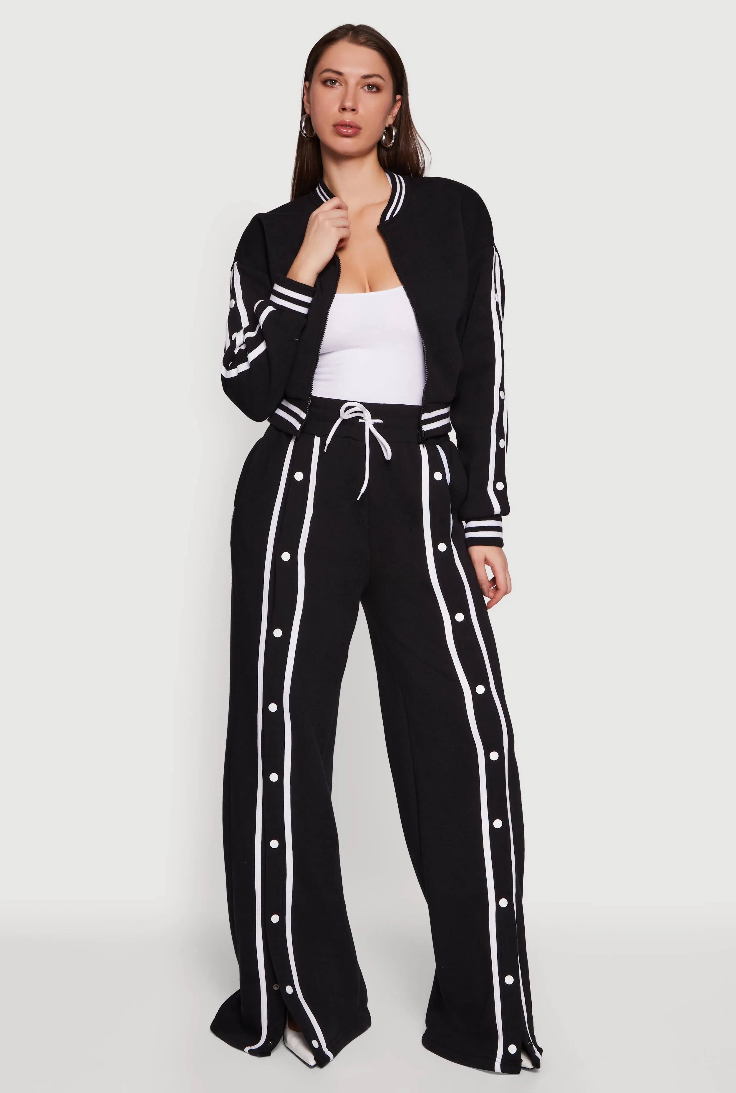 High Waisted Wide Leg Varsity Stripe Sweatpants sold by Rainbow