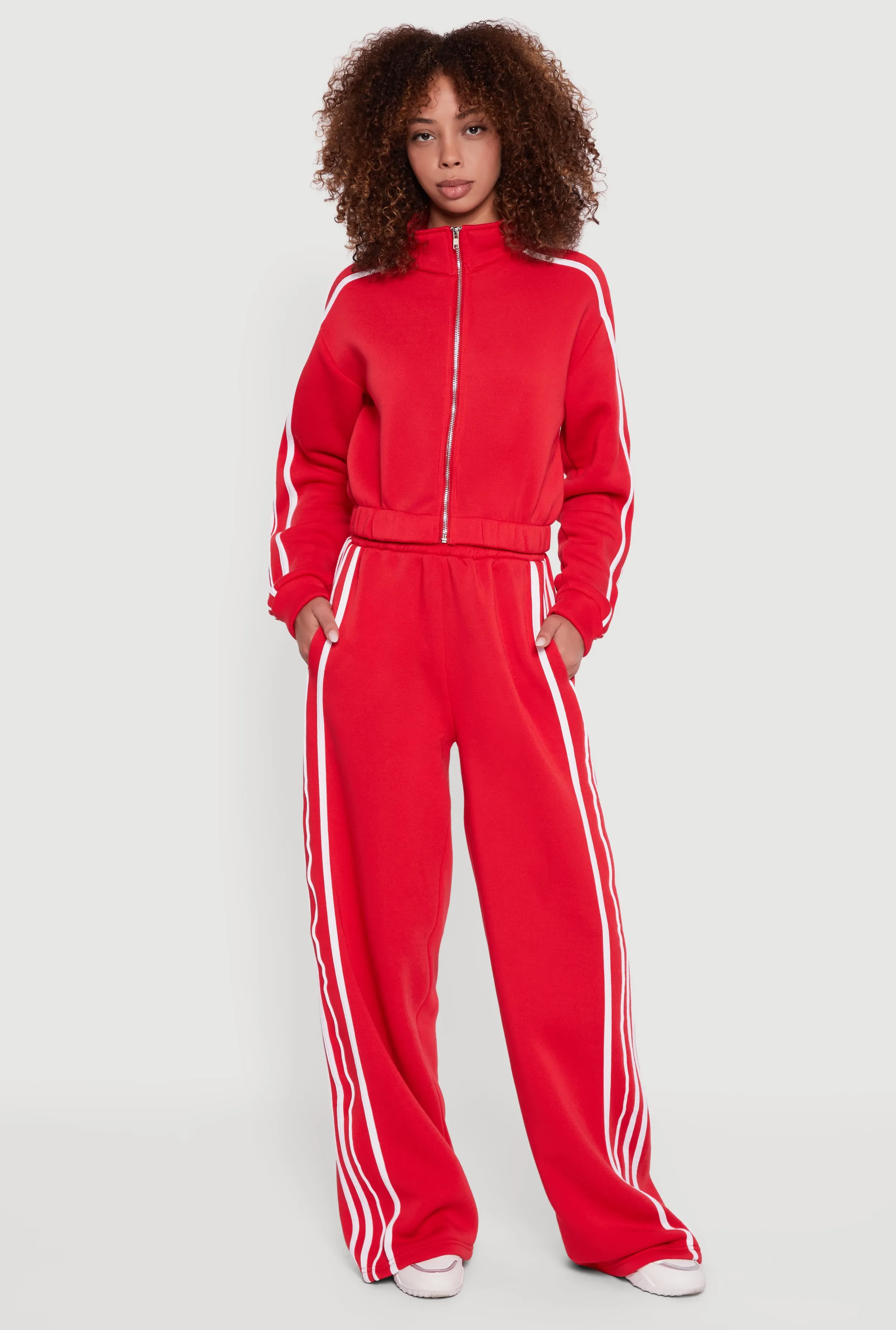 Contrast Trim Zip Front Mock Neck Sweatshirt sold by Rainbow product image thumbnail 2