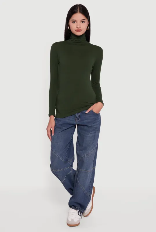 Long Sleeve Ruched Turtleneck Tee sold by Rainbow
