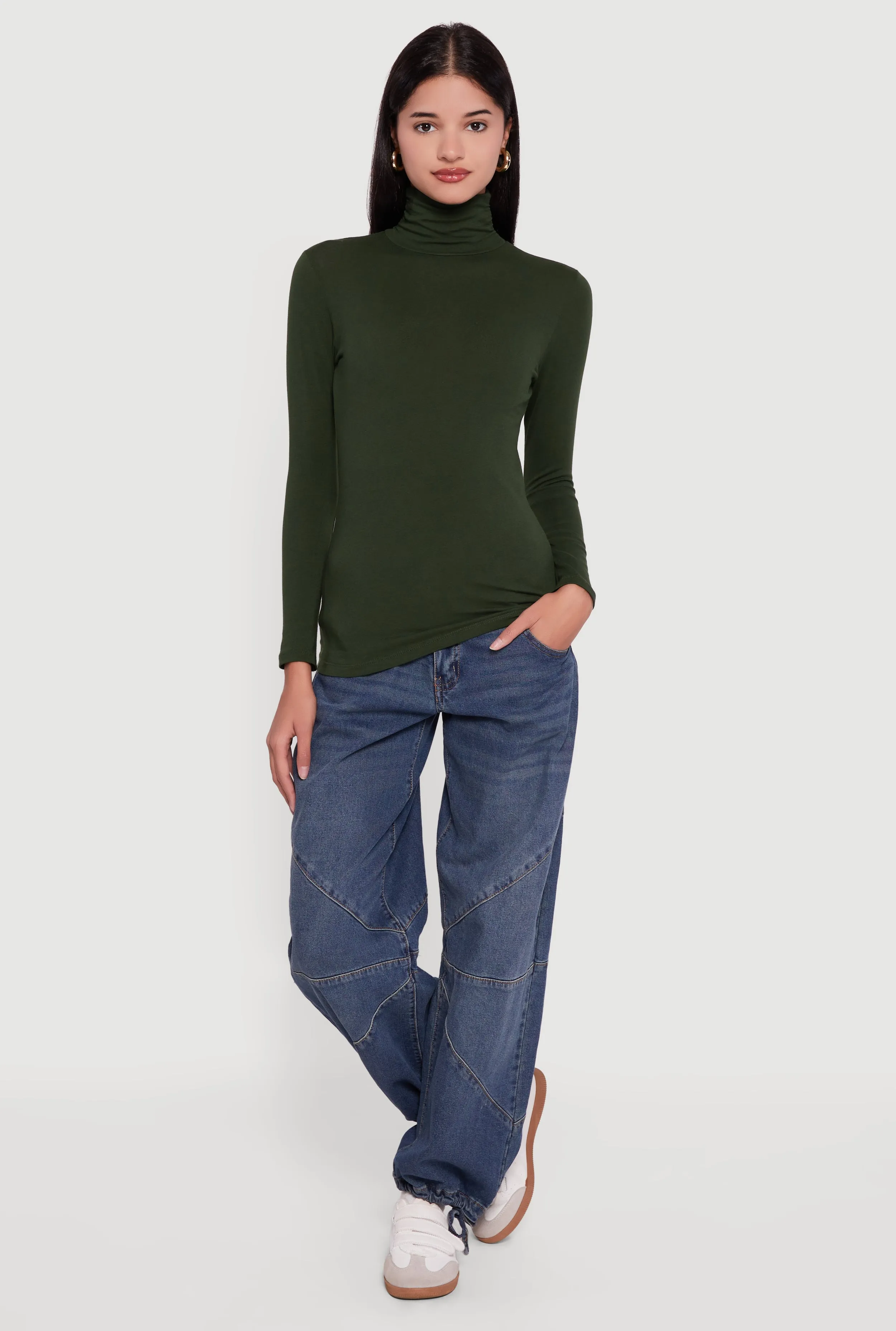 Long Sleeve Ruched Turtleneck Tee sold by Rainbow