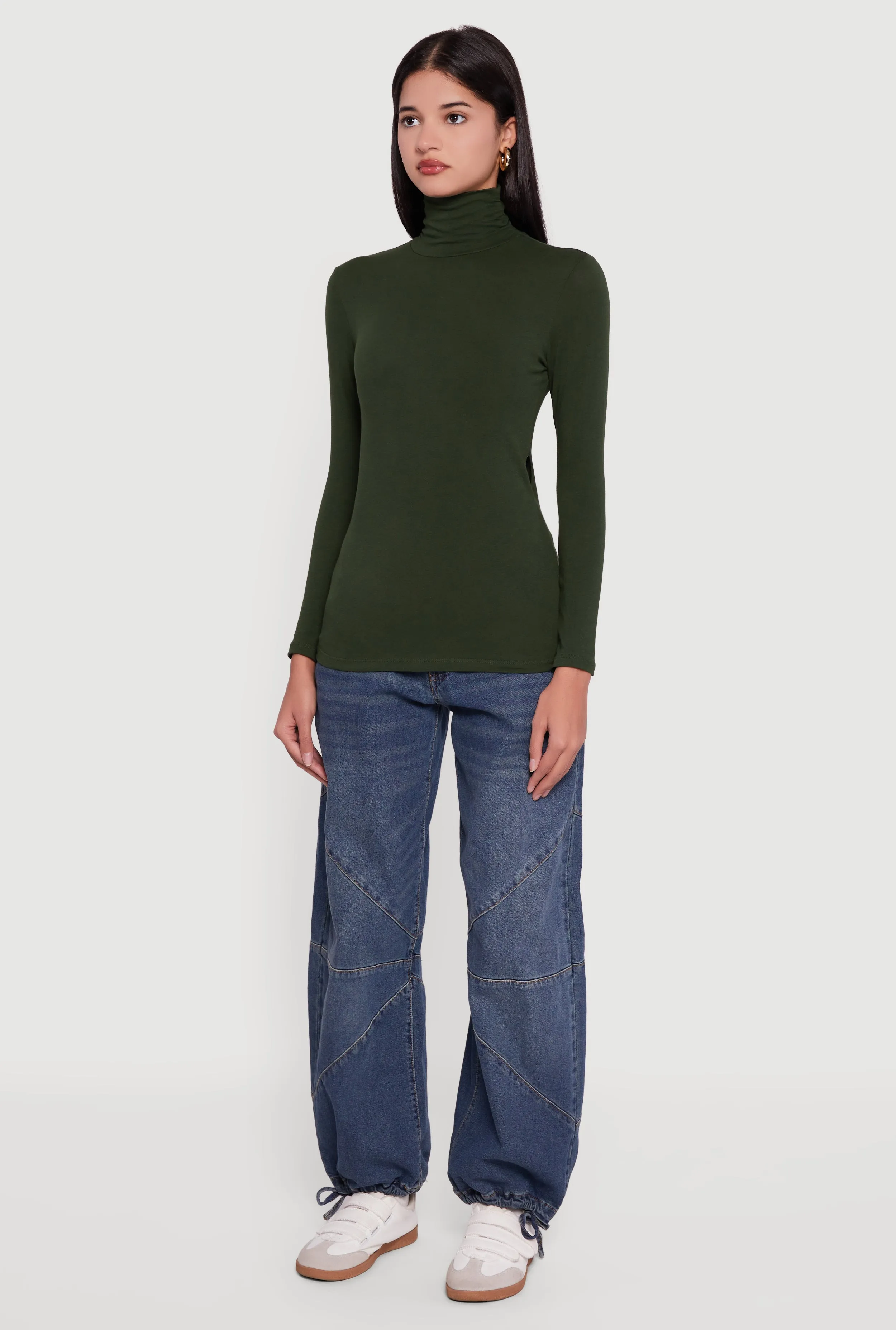 Long Sleeve Ruched Turtleneck Tee sold by Rainbow product image thumbnail 5