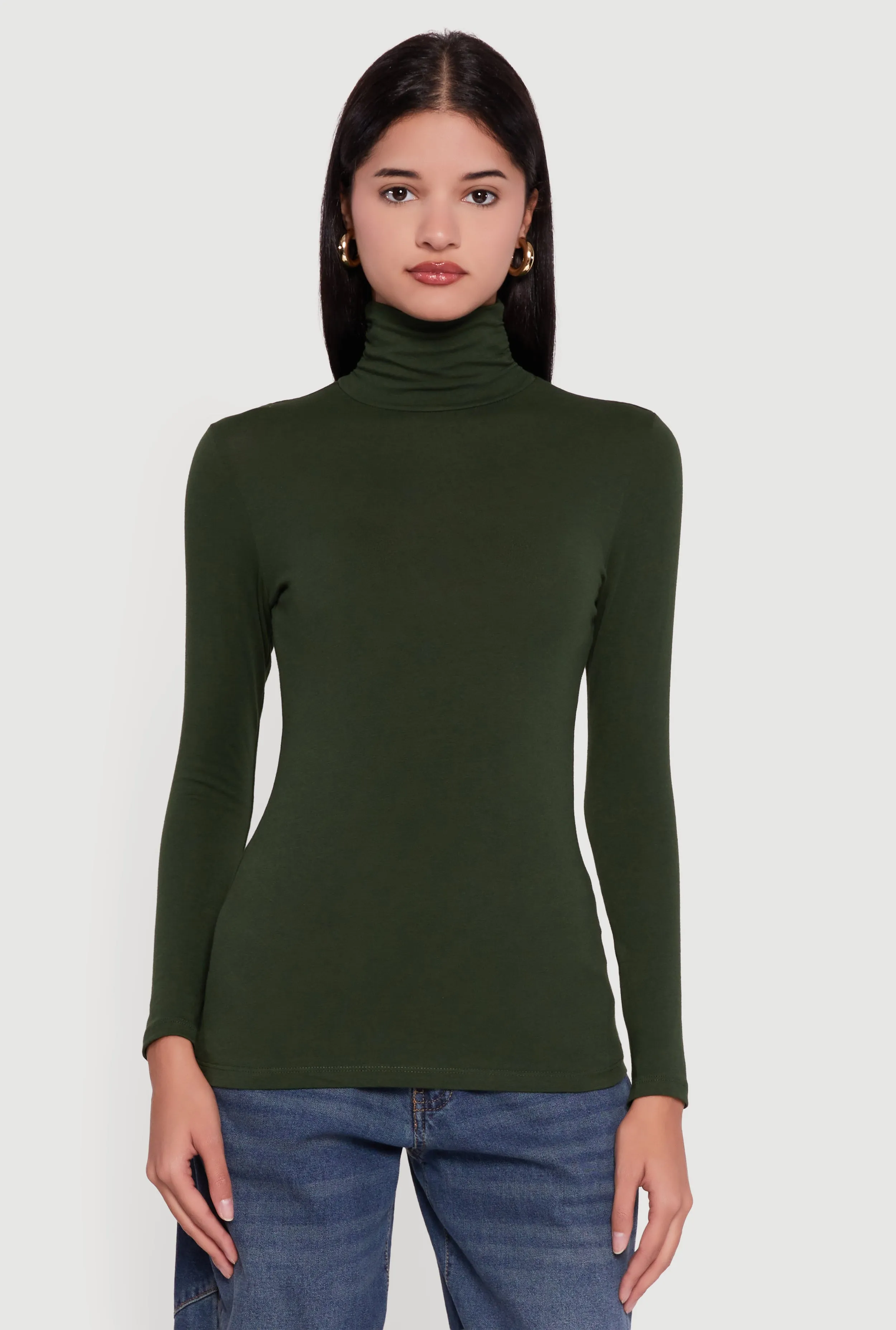 Long Sleeve Ruched Turtleneck Tee sold by Rainbow product image thumbnail 2