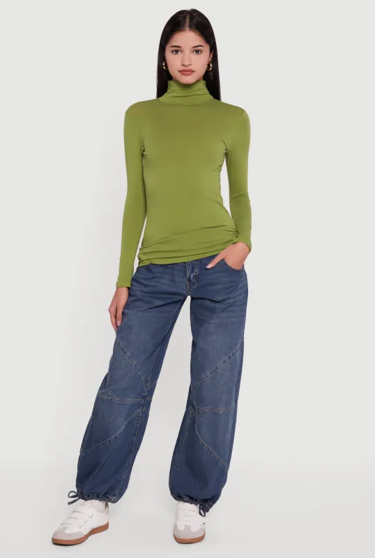 Long Sleeve Ruched Turtleneck Tee sold by Rainbow