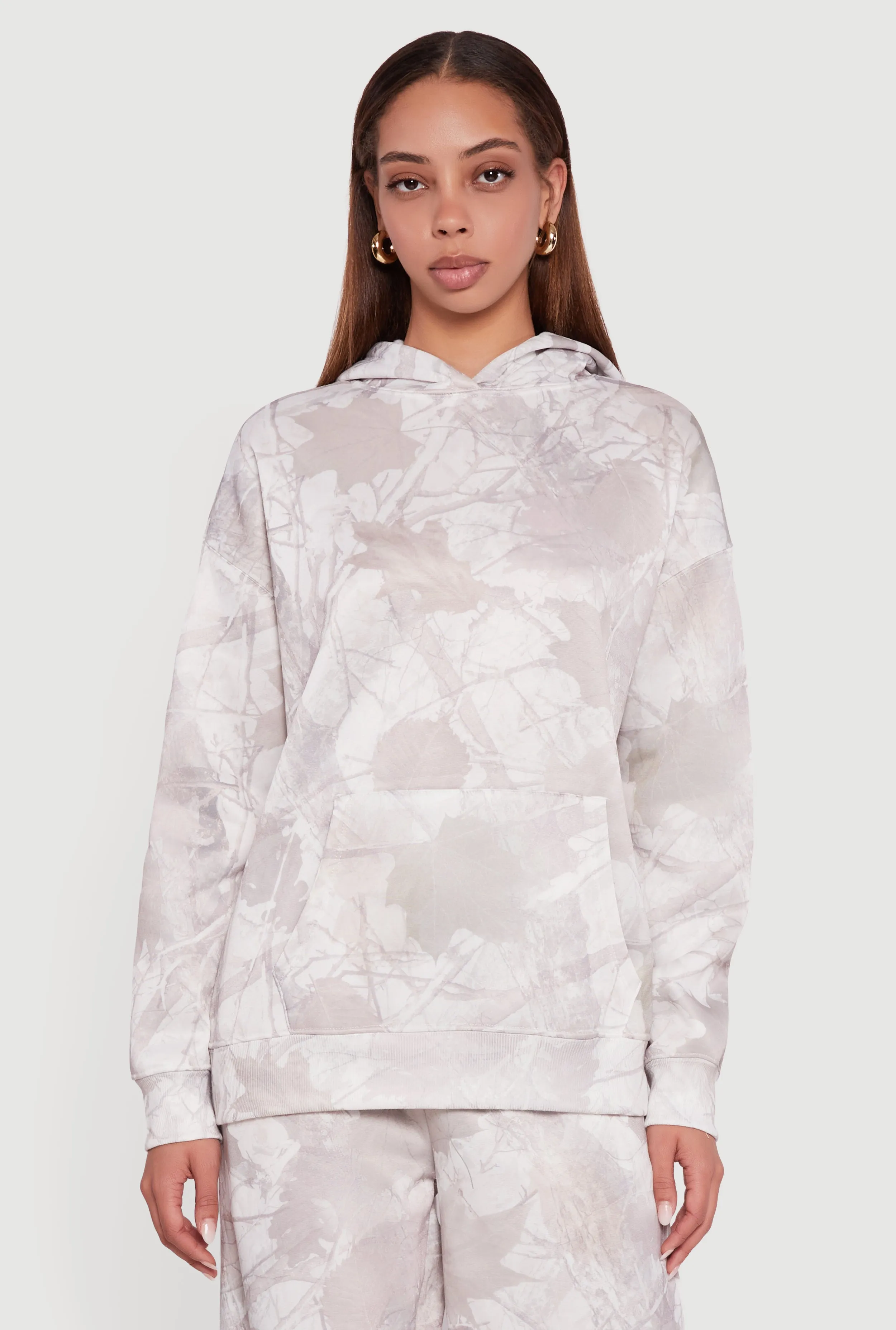 Almost Famous Tree Camo Kangaroo Pocket Hoodie sold by Rainbow product image thumbnail 3