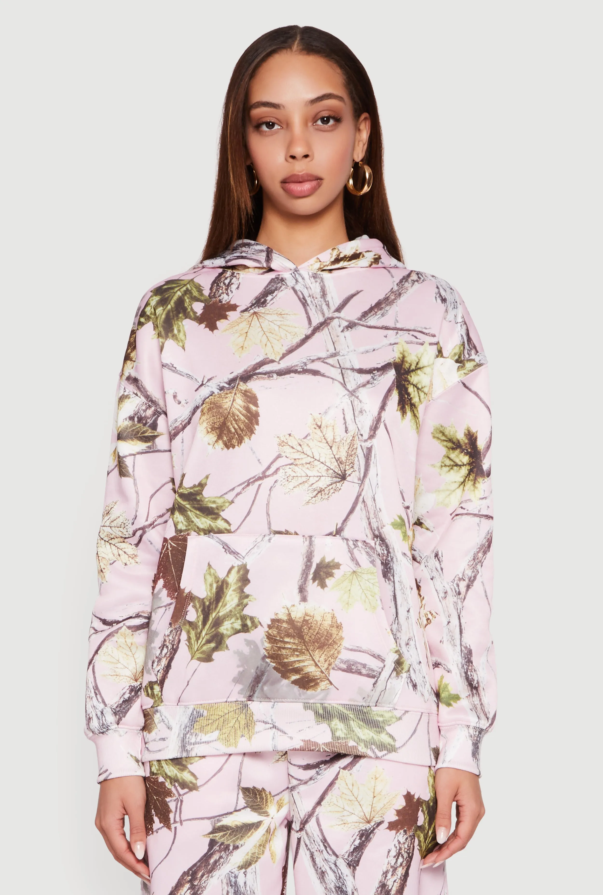 Almost Famous Tree Camo Kangaroo Pocket Hoodie sold by Rainbow product image thumbnail 2