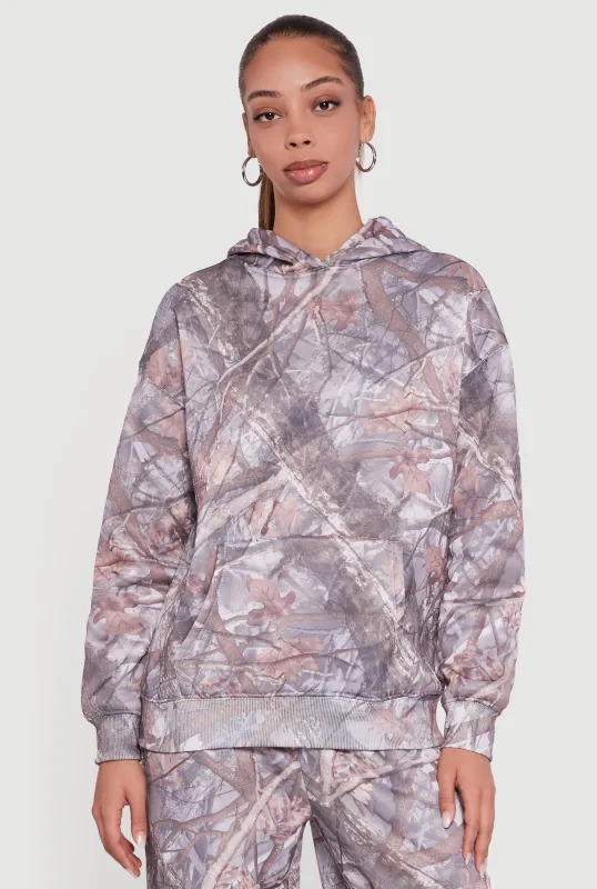 Almost Famous Tree Camo Kangaroo Pocket Hoodie sold by Rainbow