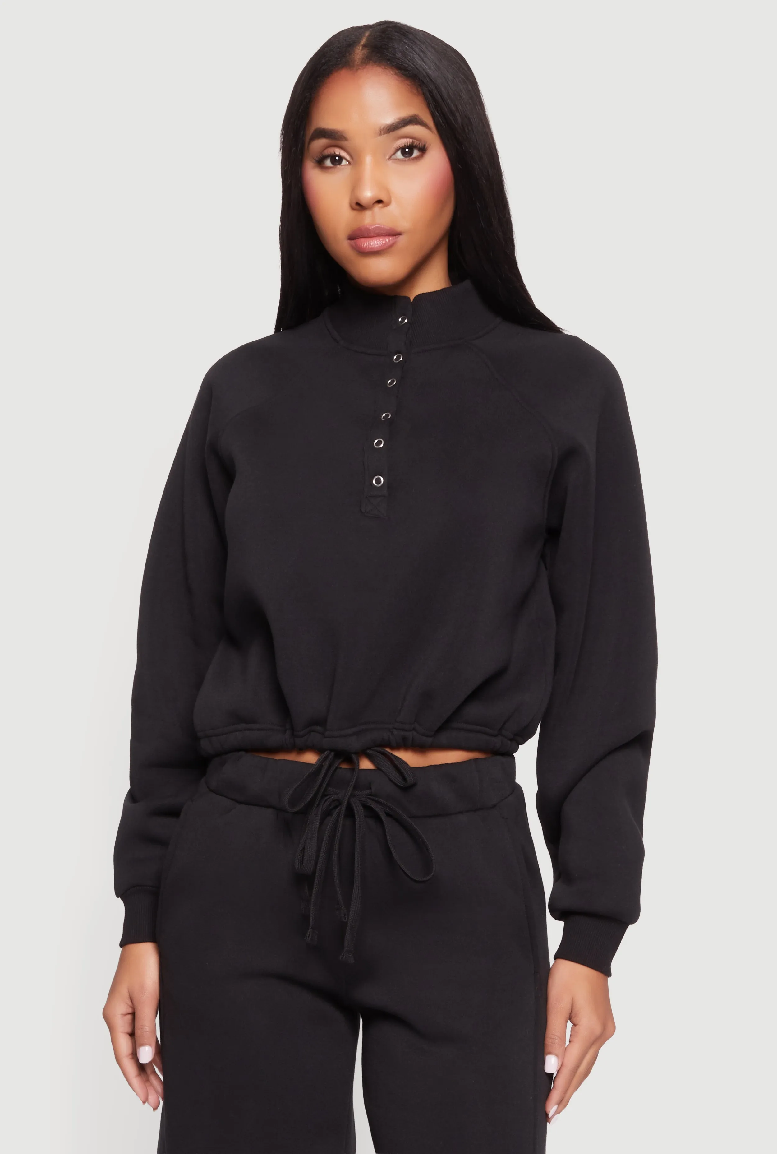 Almost Famous Drawstring Hem Cropped Raglan Sweatshirt sold by Rainbow product image thumbnail 2