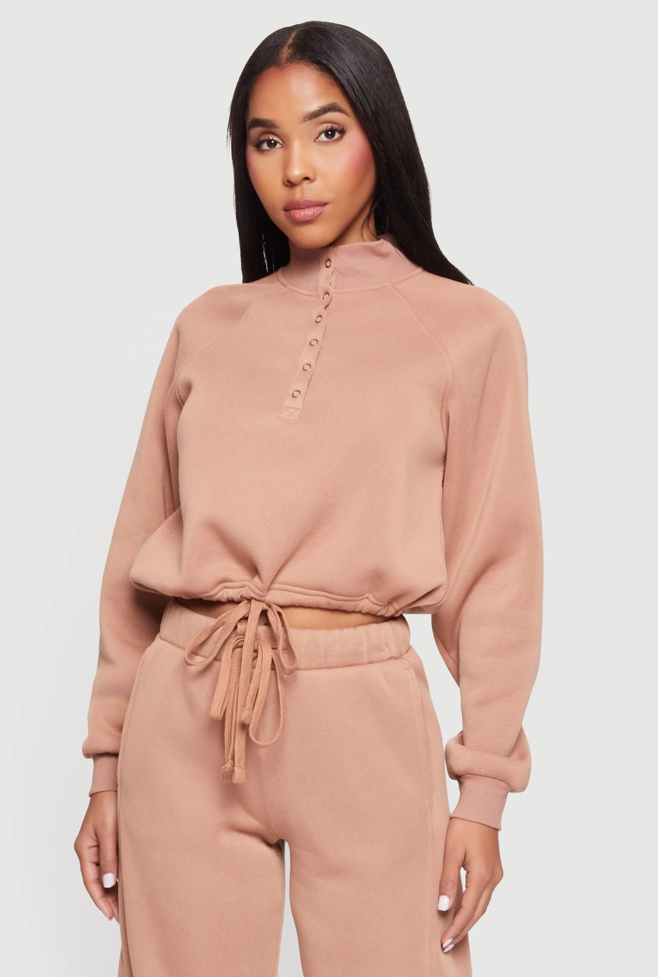 Almost Famous Drawstring Hem Cropped Raglan Sweatshirt sold by Rainbow product image thumbnail 3