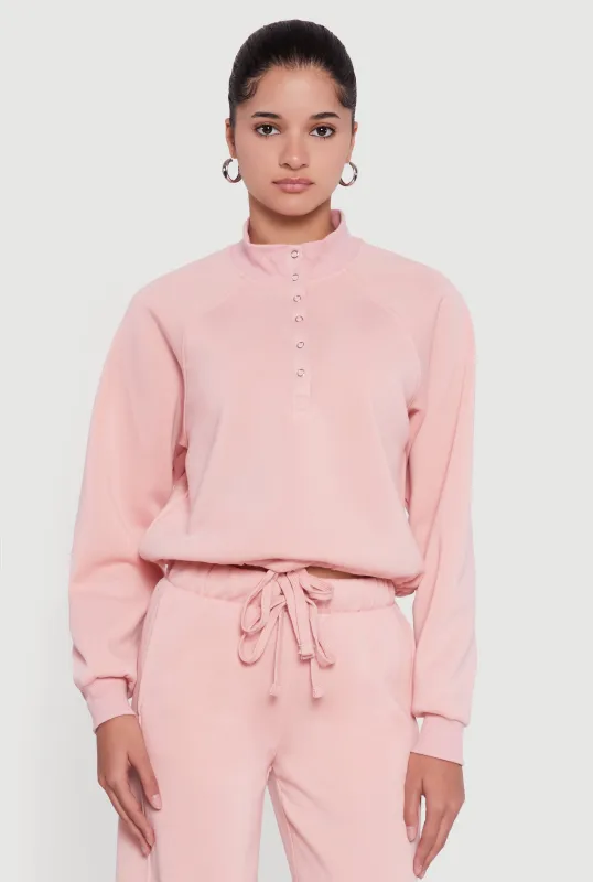 Almost Famous Drawstring Hem Cropped Raglan Sweatshirt sold by Rainbow