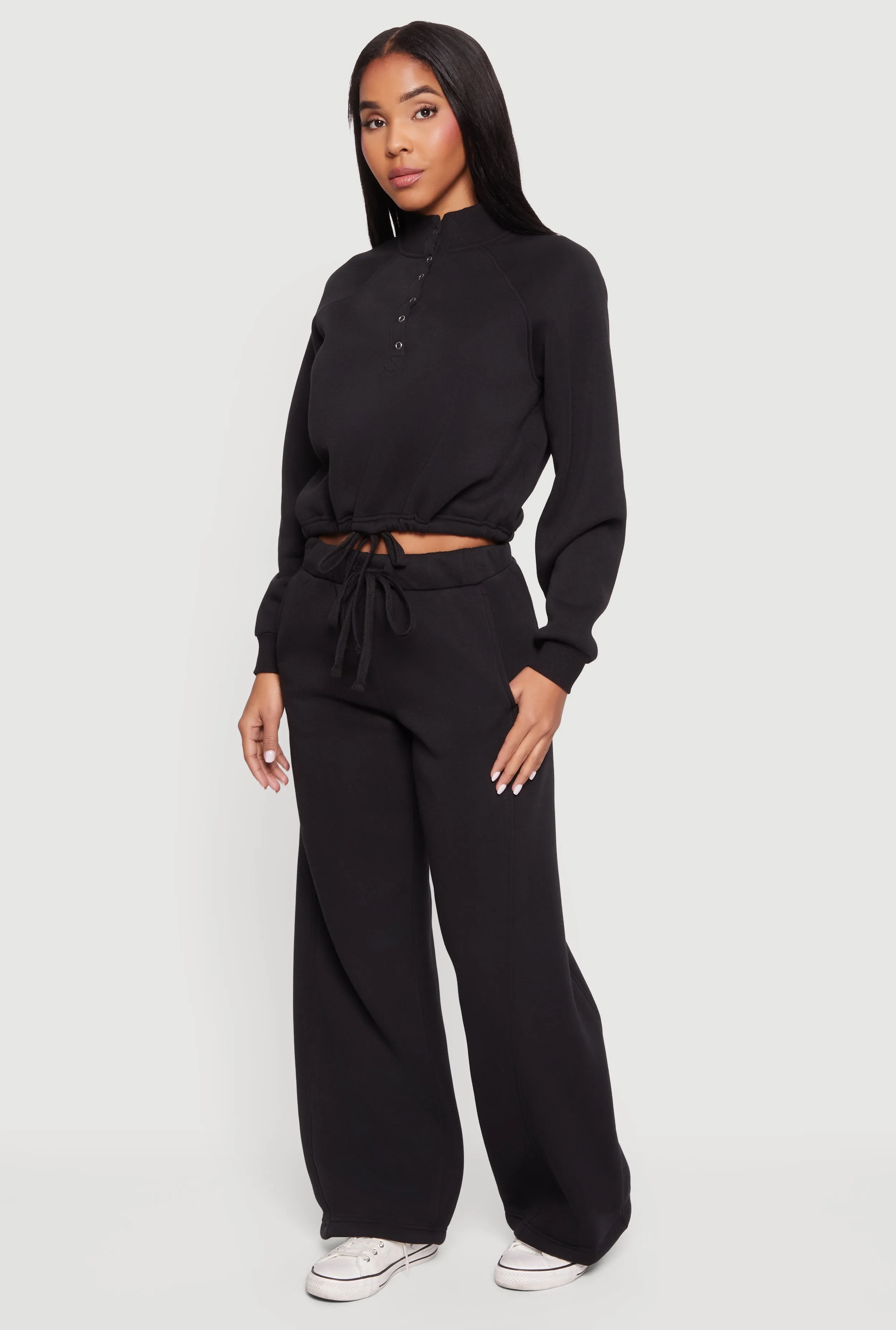 Almost Famous Drawstring Waist Wide Leg Sweatpants sold by Rainbow