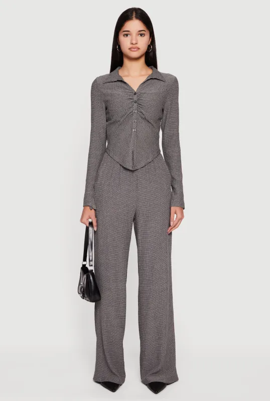 Seersucker High Waisted Pull On Straight Leg Pants sold by Rainbow