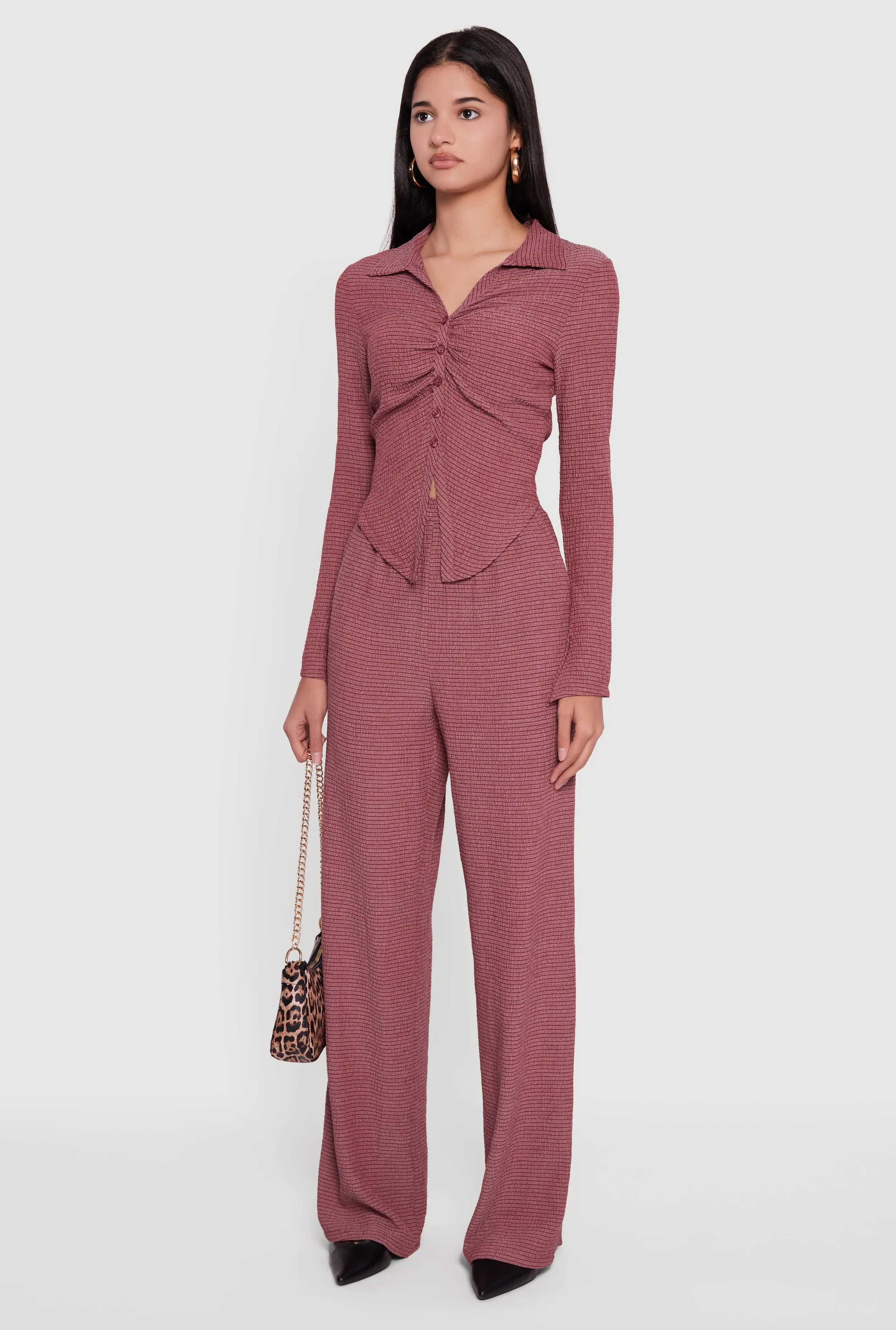 Long Sleeve Seersucker Button Front Shirt sold by Rainbow product image thumbnail 5