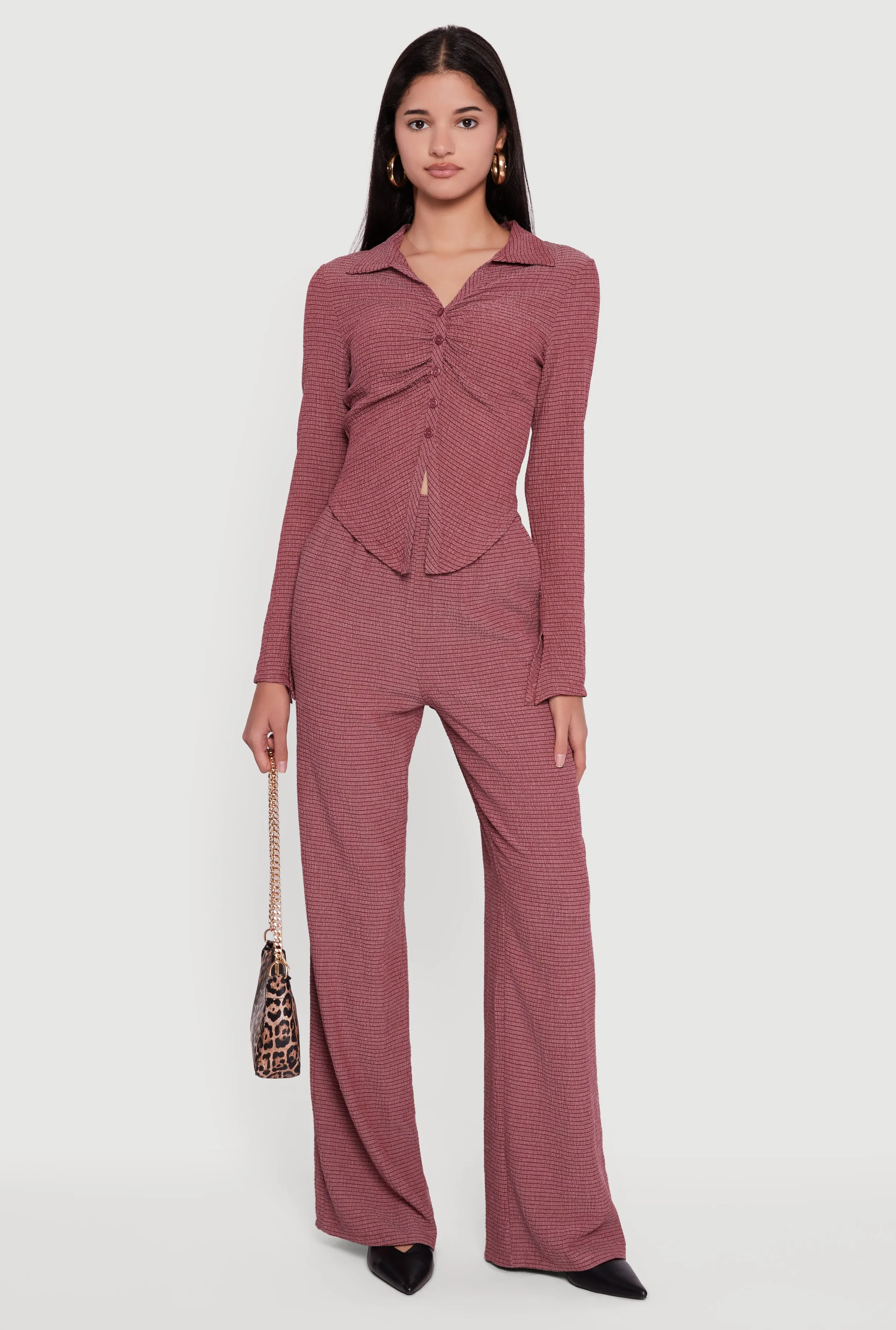 Long Sleeve Seersucker Button Front Shirt sold by Rainbow product image thumbnail 2