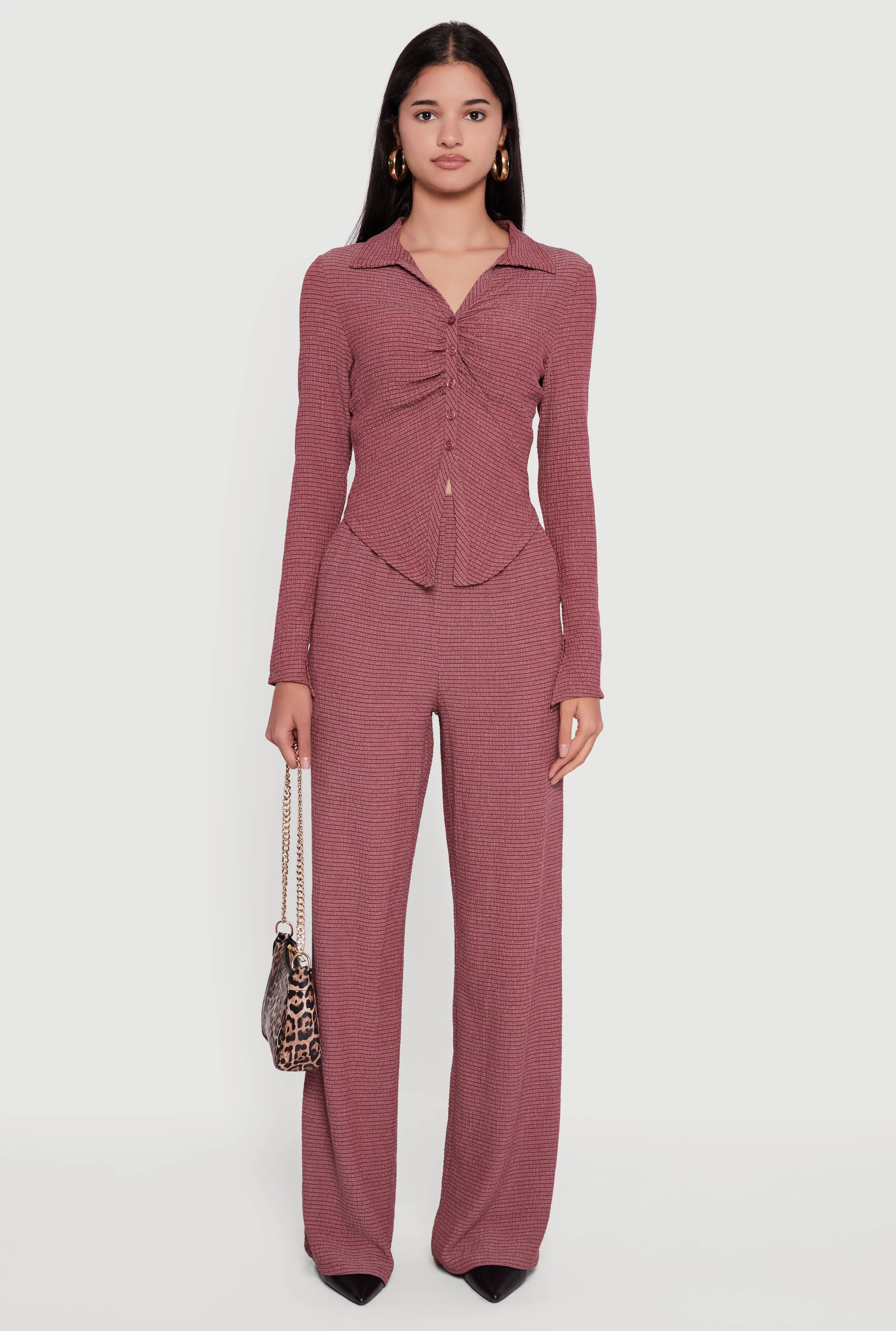 Long Sleeve Seersucker Button Front Shirt sold by Rainbow product image thumbnail 3