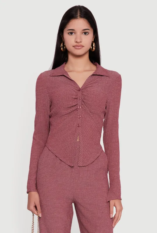 Long Sleeve Seersucker Button Front Shirt sold by Rainbow