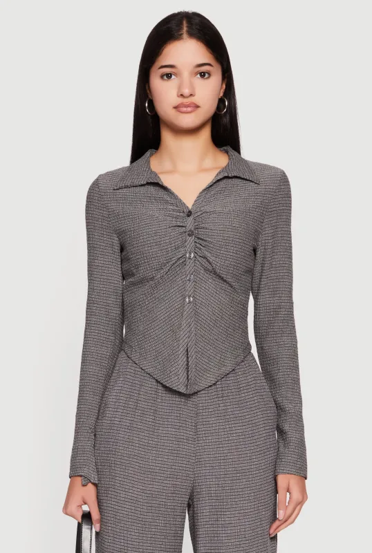 Long Sleeve Seersucker Button Front Shirt sold by Rainbow