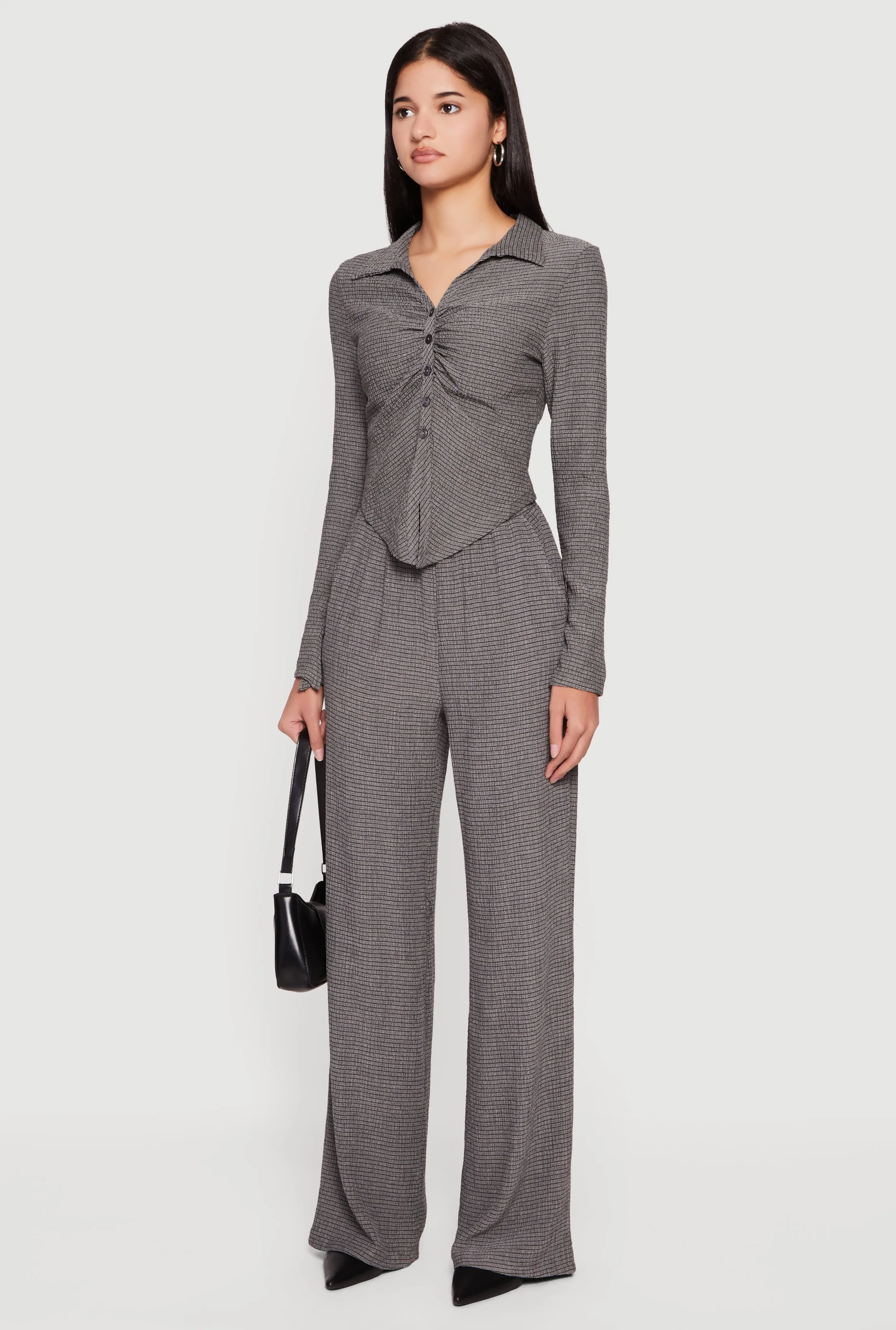 Long Sleeve Seersucker Button Front Shirt sold by Rainbow product image thumbnail 5